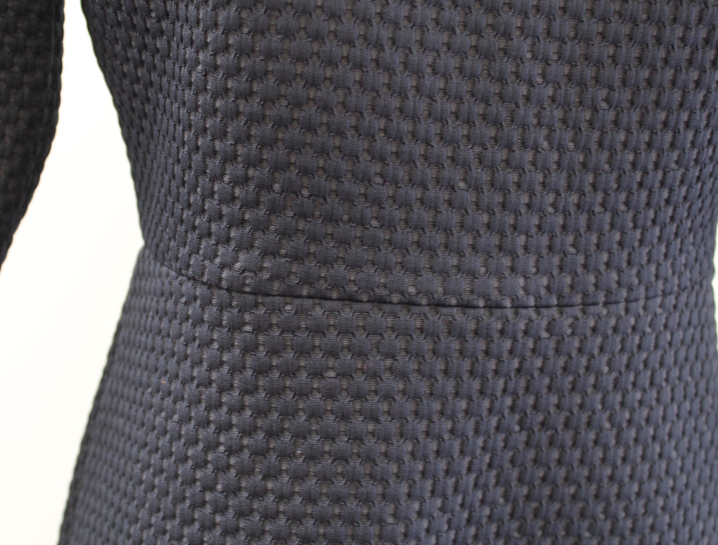 J Crew Navy Blue Matalesse Textured A Line 3/4 Sleeve Dress Size 4P Career