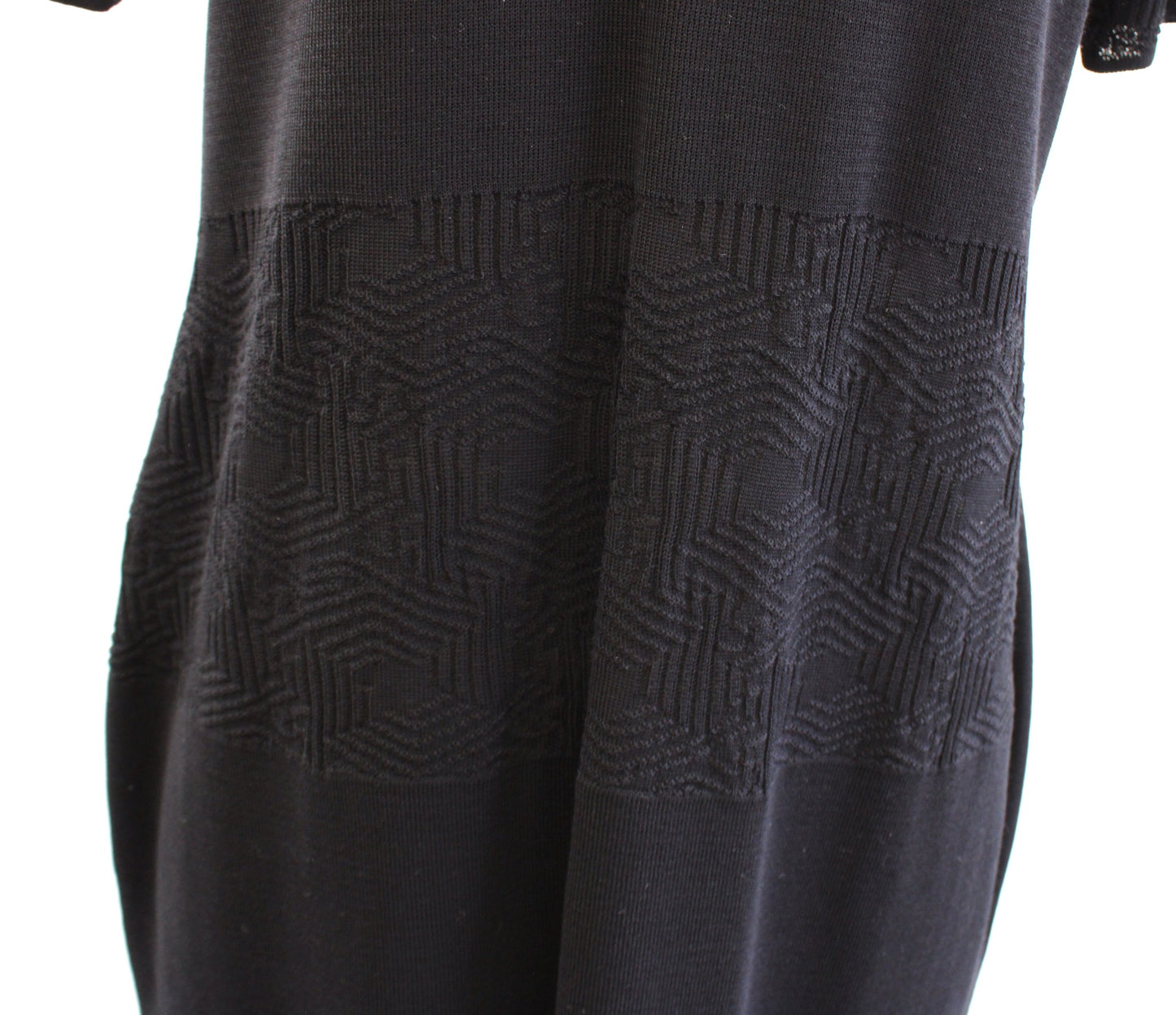 Exclusively Misook Black Geometric Embossed Knit Short Sleeve Dress Size PL LP