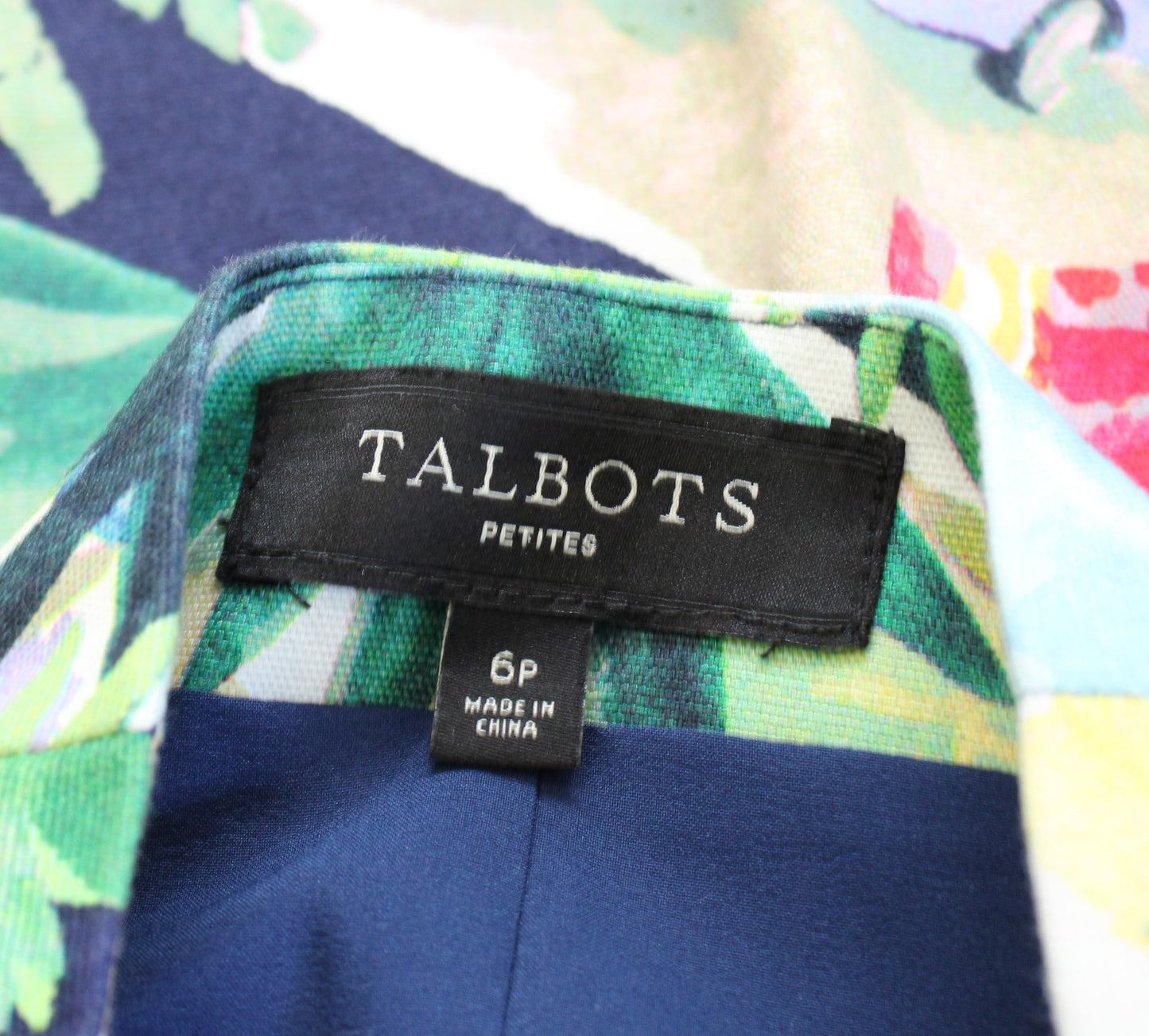 Talbots Navy Blue Tropical Flamingo Beach Sailboat Print Novelty Skirt Size 6P