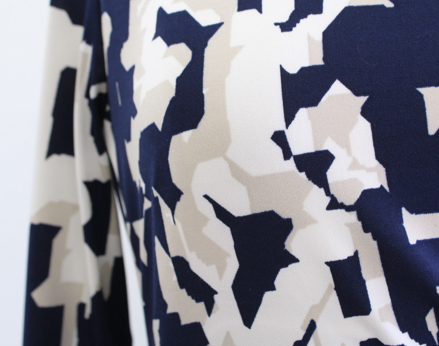 Lauren Ralph Lauren Navy Blue Abstract Print 3/4 Sleeve Wiggle Sheath Dress Sz 6