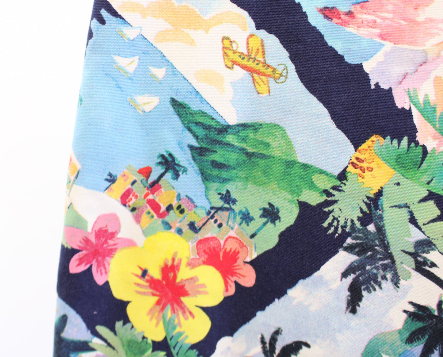 Talbots Navy Blue Tropical Flamingo Beach Sailboat Print Novelty Skirt Size 6P