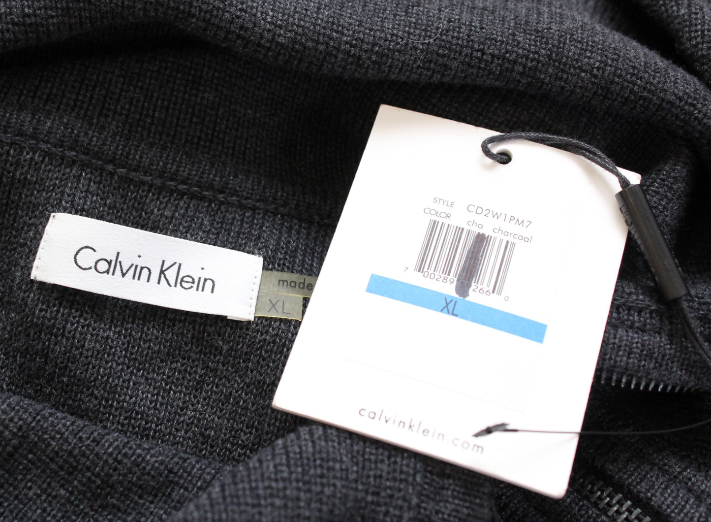 NWT Calvin Klein Womens Charcoal Gray Zipper Cowl Neck Sweater Dress Size XL