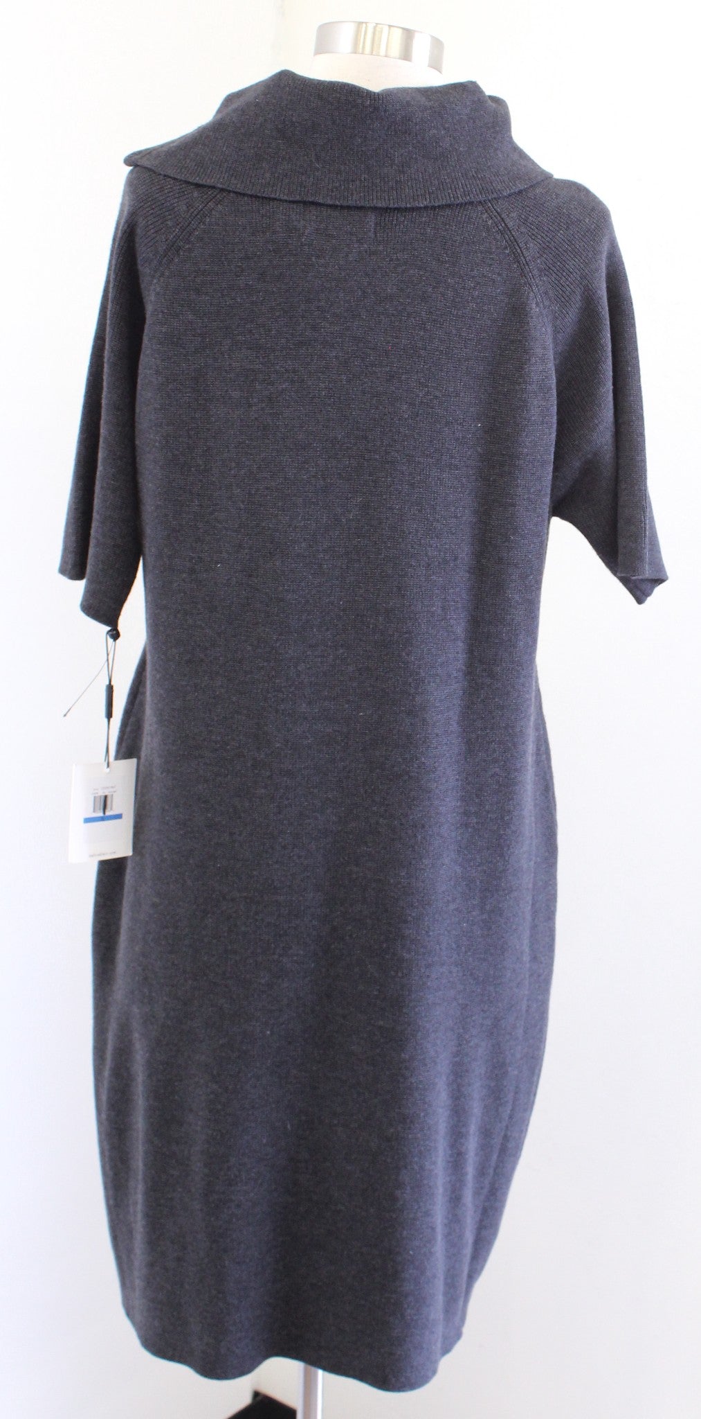 NWT Calvin Klein Womens Charcoal Gray Zipper Cowl Neck Sweater Dress Size XL