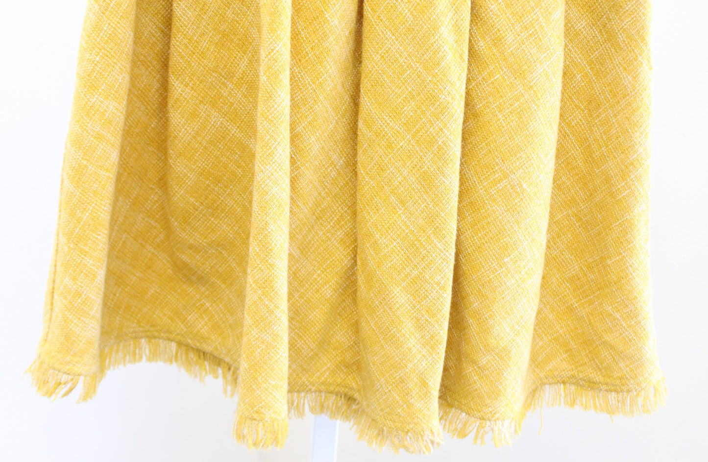 Maeve Anthropologie Yellow Tweed Fringe Trim Pleated Skirt Size 4 A Line