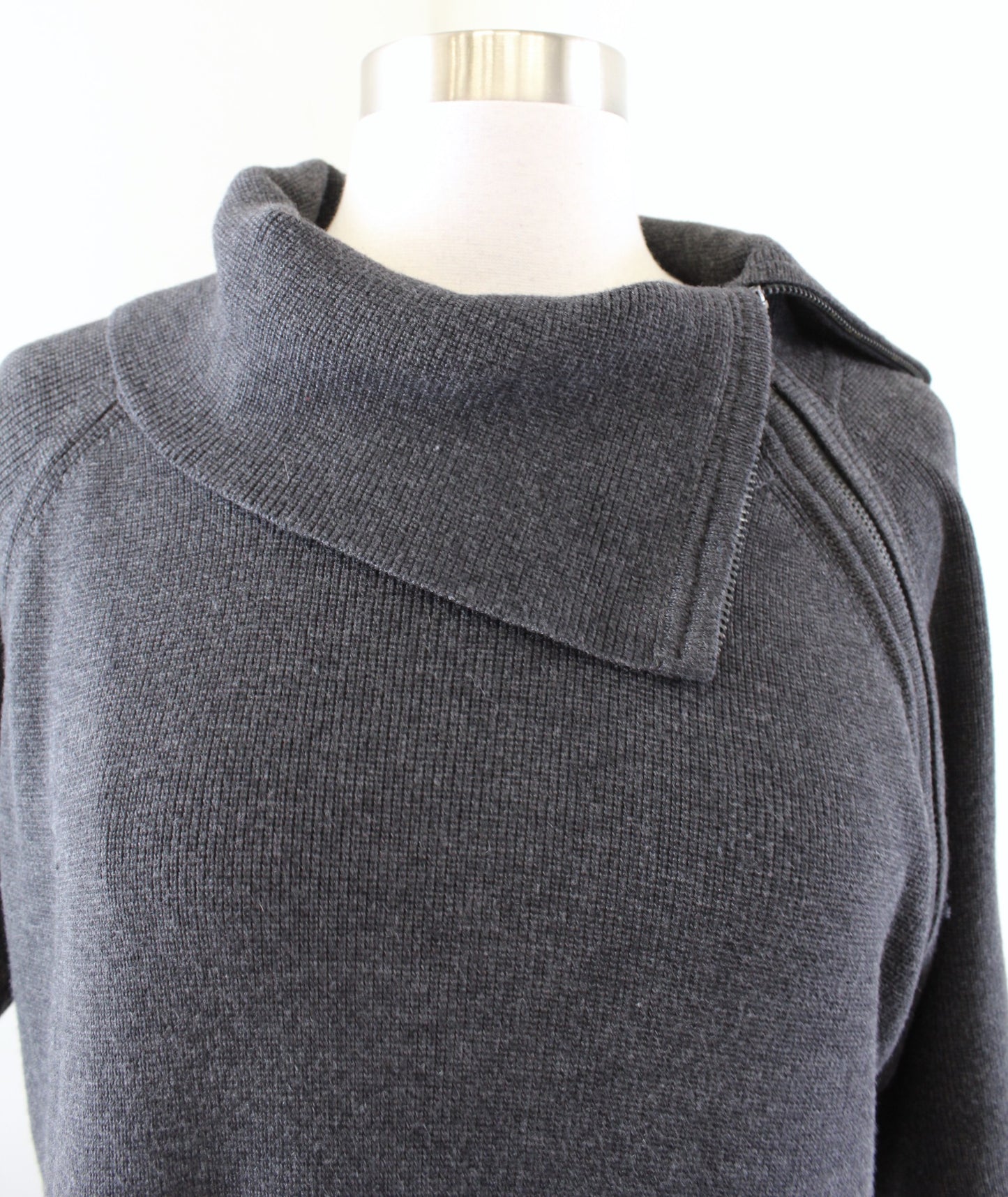 NWT Calvin Klein Womens Charcoal Gray Zipper Cowl Neck Sweater Dress Size XL