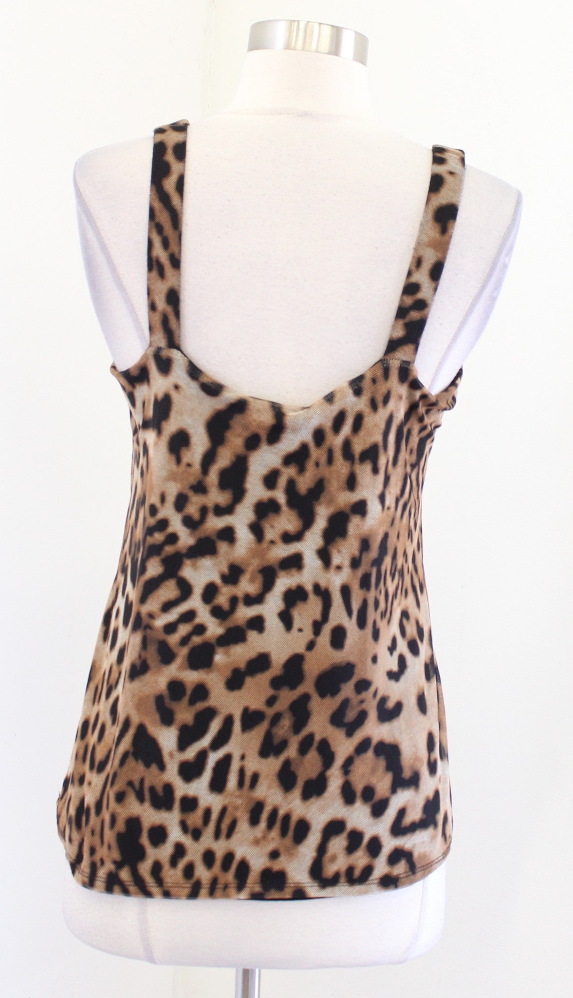 Chicos Leopard Animal Print Mesh Tank Top & Cardigan Twin Set Size 0 Black Brown