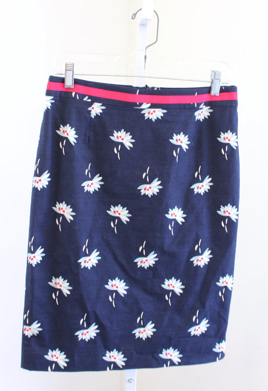 Boden Womens Navy Blue Floral Print Straight Pencil Skirt Size US 8R 8