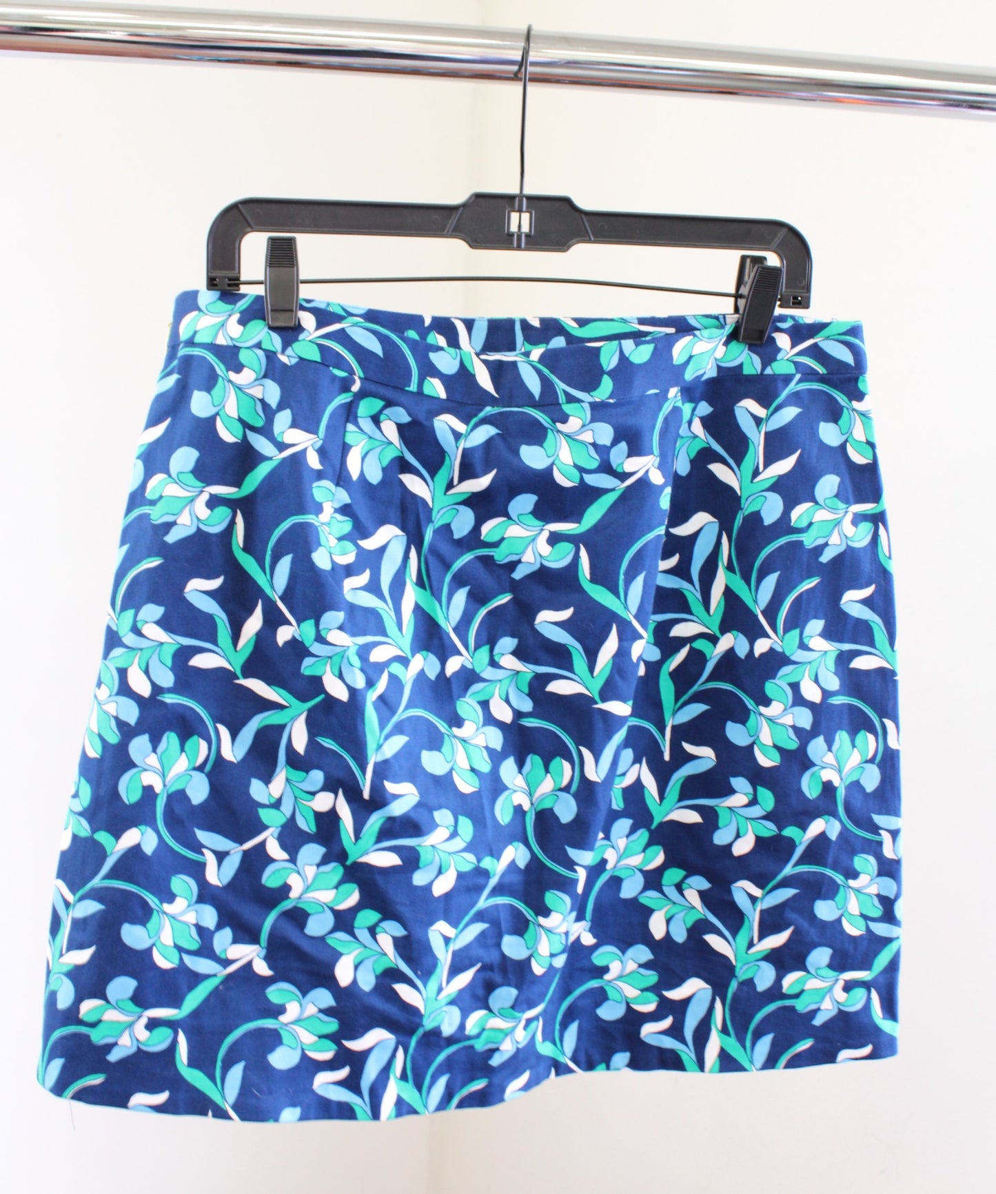 Draper James Blue Green White Graceland Floral Print A Line Skirt Size 14 Mini