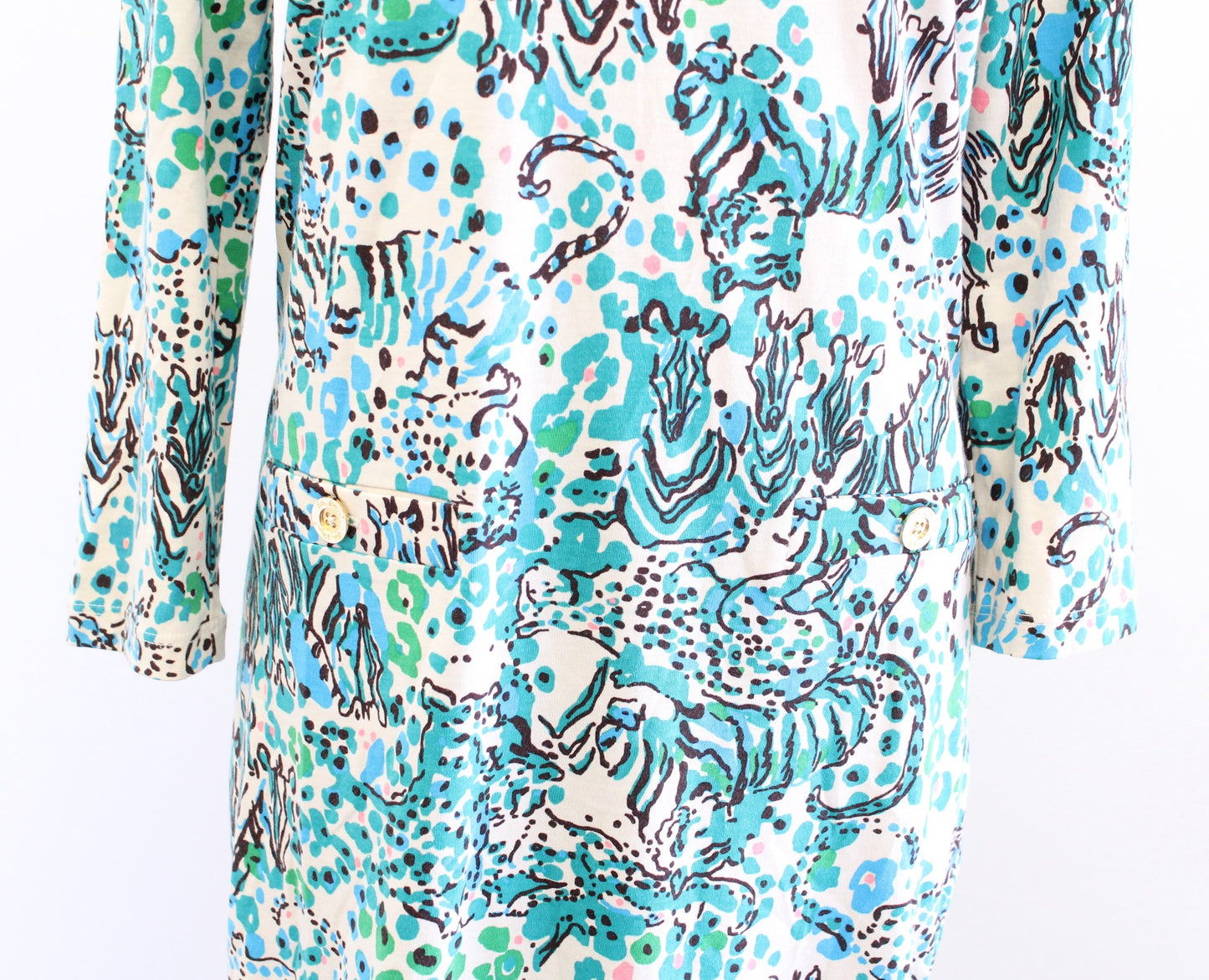 Lilly Pulitzer Corine Seat Oat Animal Print Dress Size S Casual Tee Dress