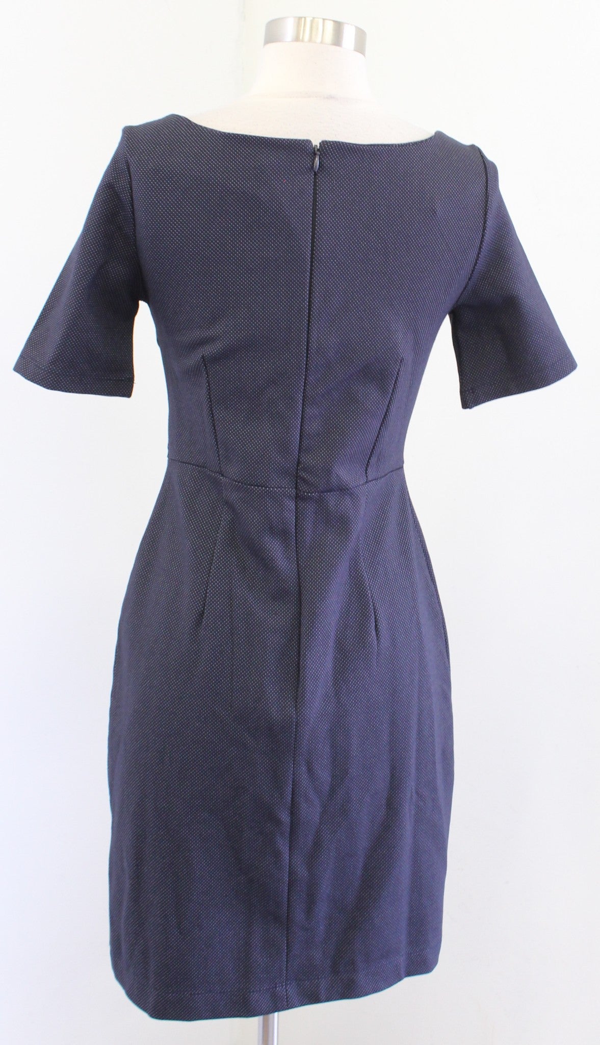 NWT Banana Republic Womens Navy Blue White Micro Dot V Neck Sheath Dress Size 2