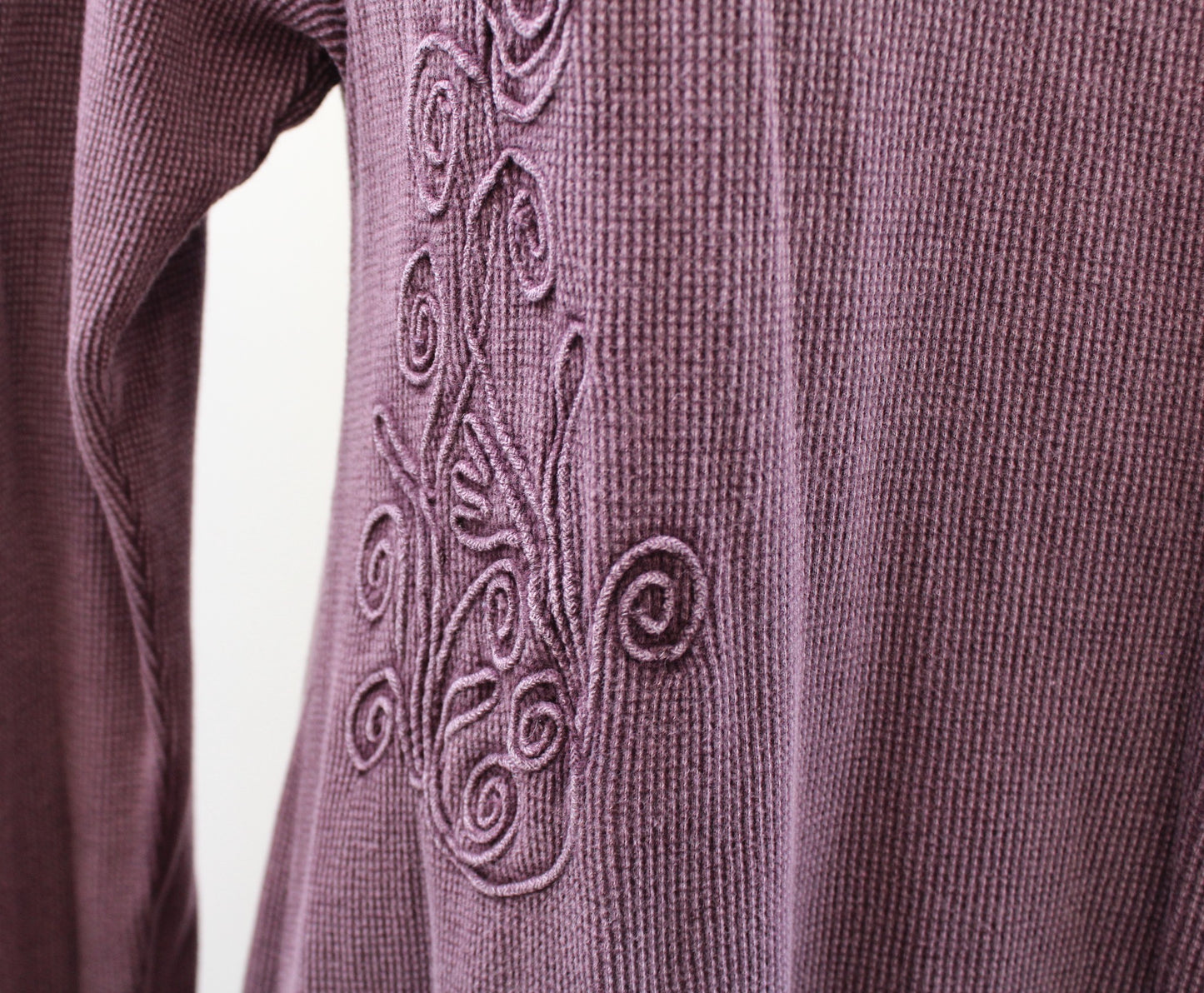 Soft Surroundings Camden Purple Embroidered Thermal Knit Top Blouse Size M