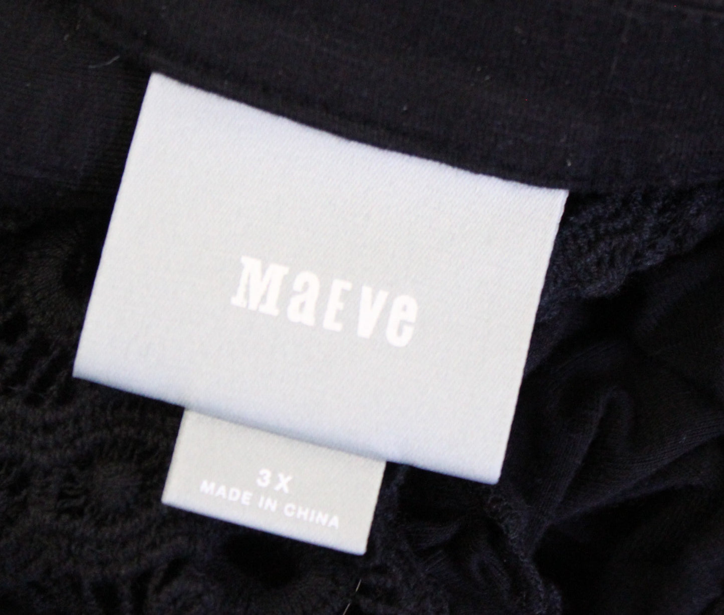 Maeve Anthropologie Plus Black Eyelet Lace Sonia Knit Top Blouse Size 3X