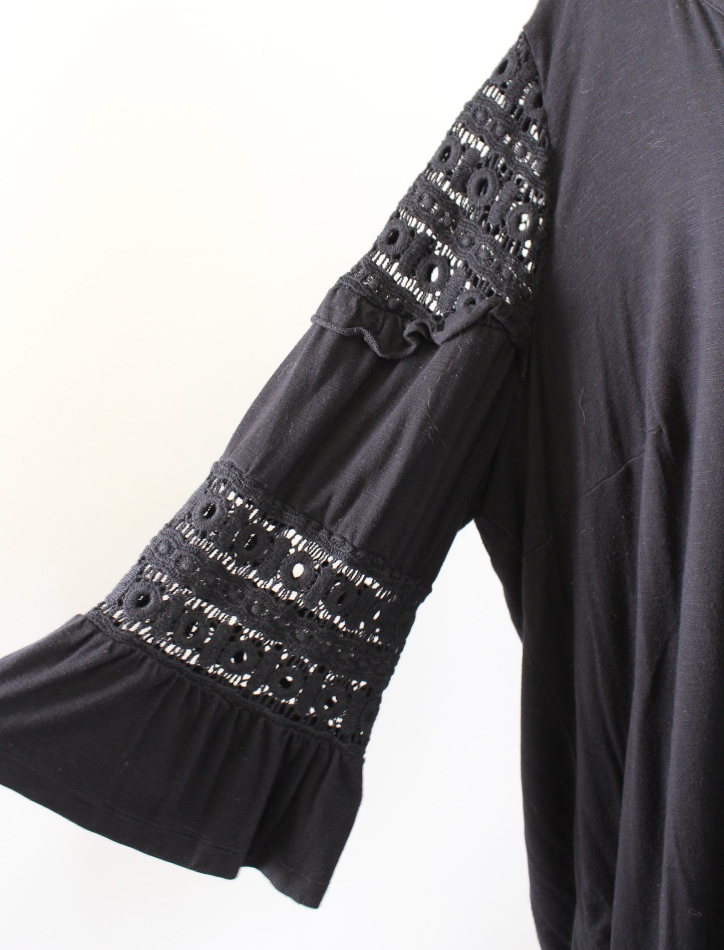 Maeve Anthropologie Plus Black Eyelet Lace Sonia Knit Top Blouse Size 3X