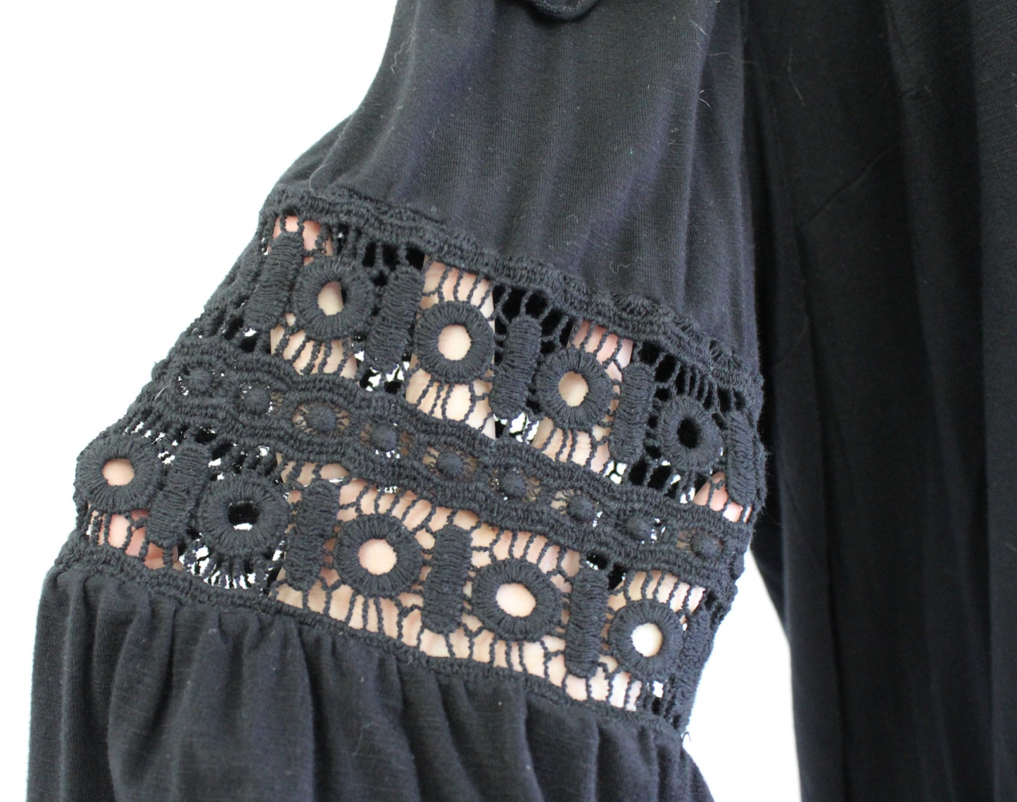 Maeve Anthropologie Plus Black Eyelet Lace Sonia Knit Top Blouse Size 3X