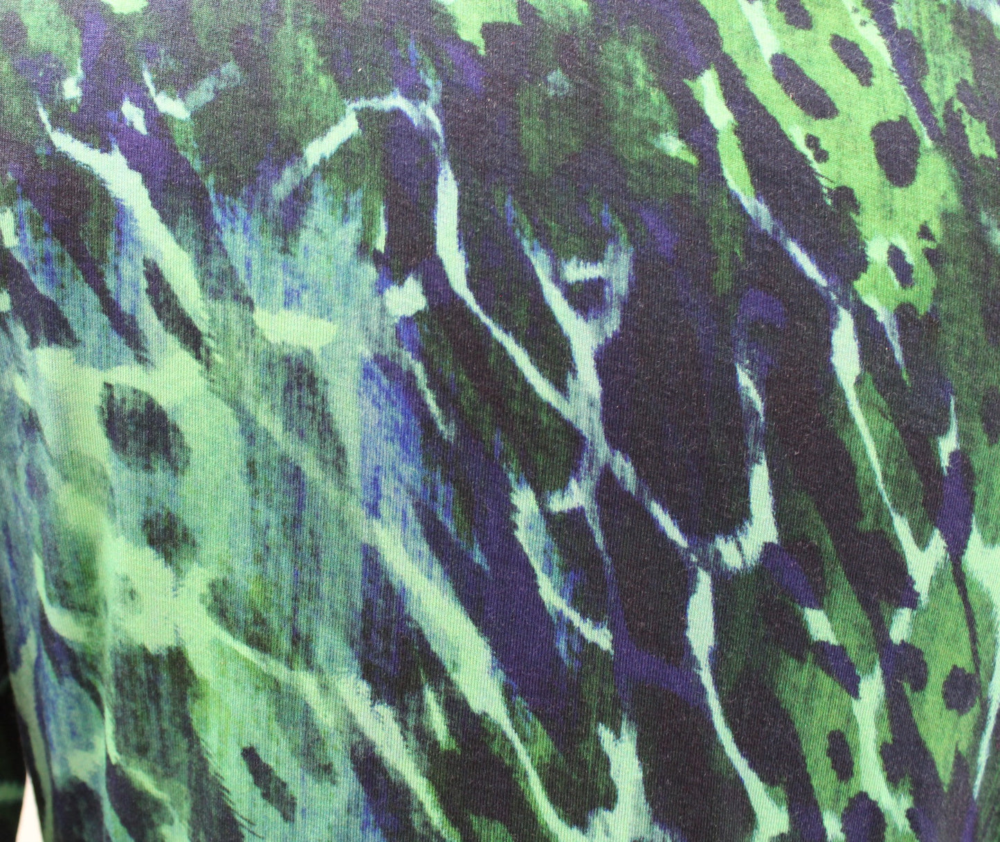 Soft Surroundings Blue Green Abstract Animal Print Knit Ruched Midi Dress Size S