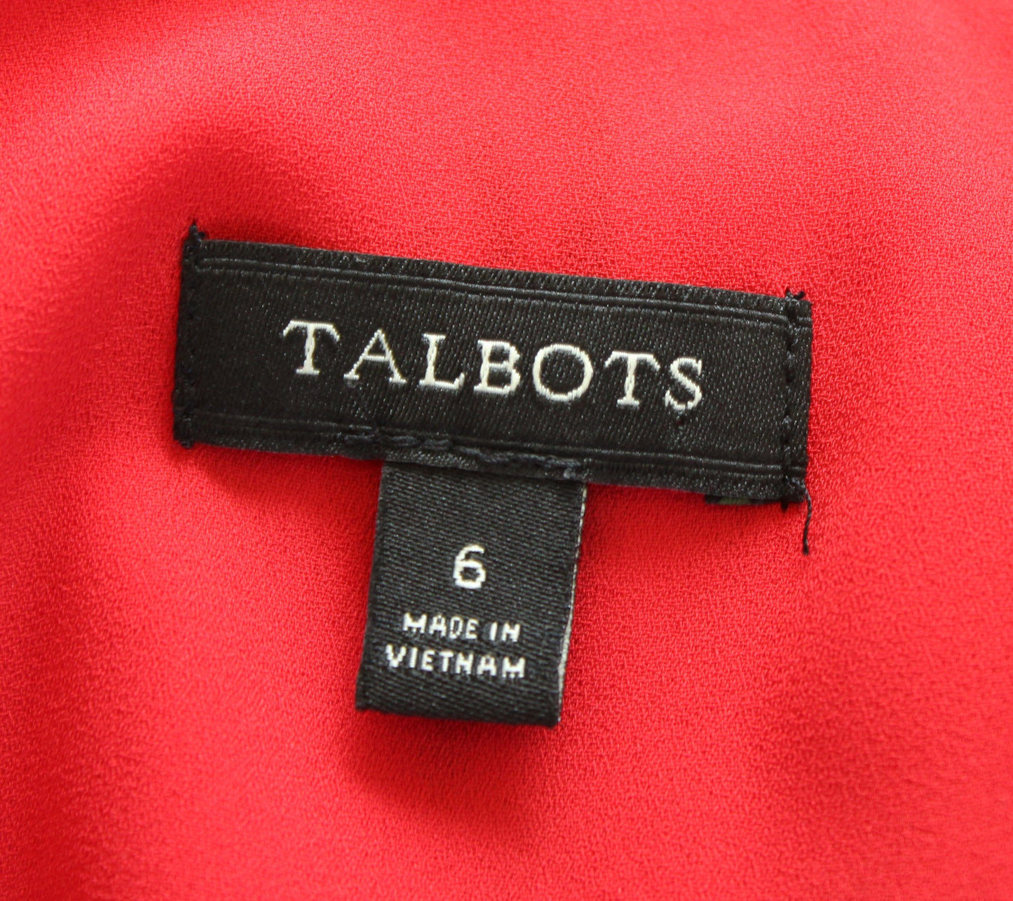 Talbots Red Black White Novelty Umbrella Print A Line Belted Dress size 6 V Neck