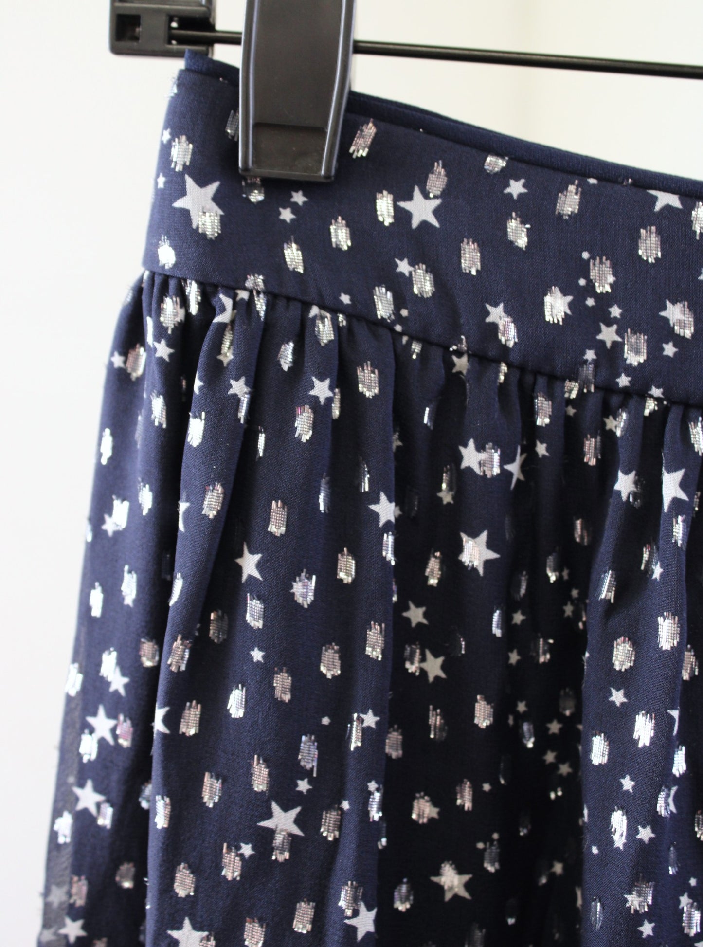 NWT Kate Spade Night Sky Skirt Navy Blue Metallic Clip Dot Tiered Mini Size 2