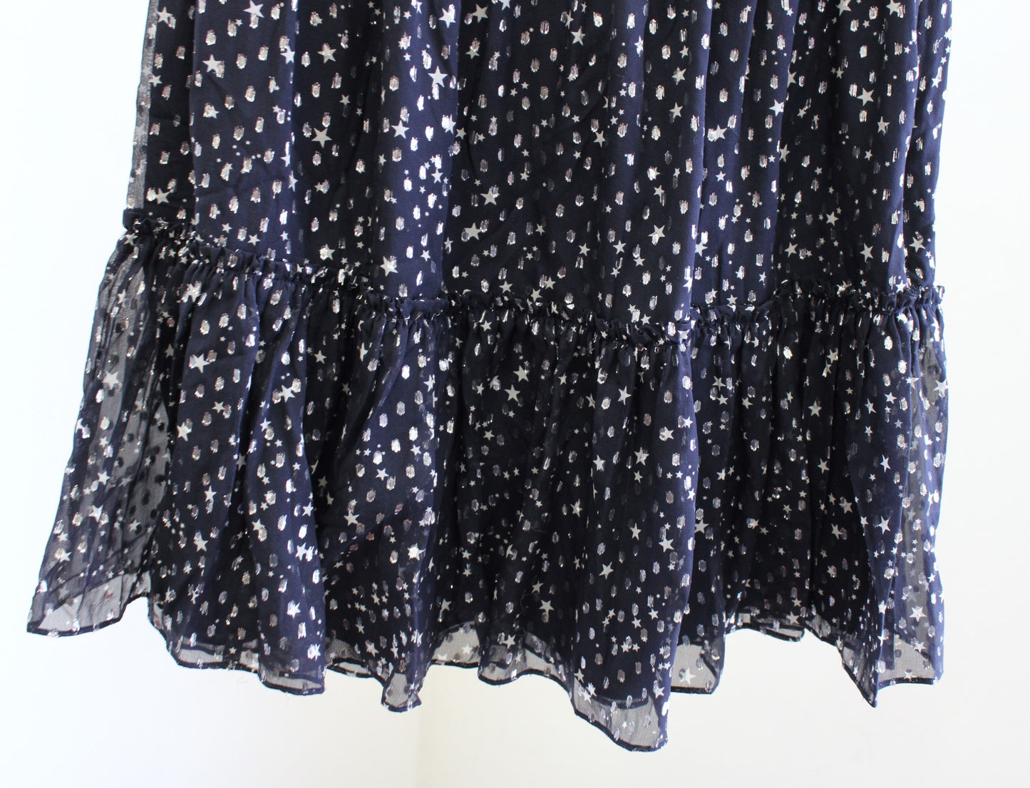 NWT Kate Spade Night Sky Skirt Navy Blue Metallic Clip Dot Tiered Mini Size 2