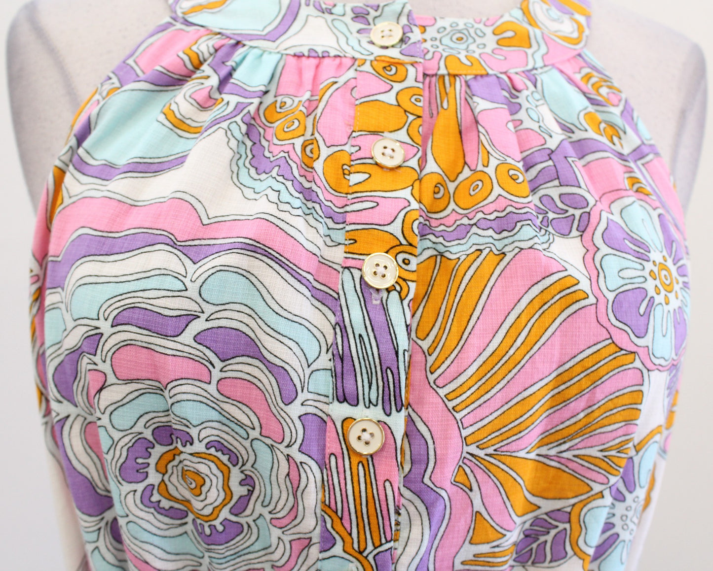 Trina Turk Coral Cables Floral Halter Racerback Tie Waist Dress Size S Summer