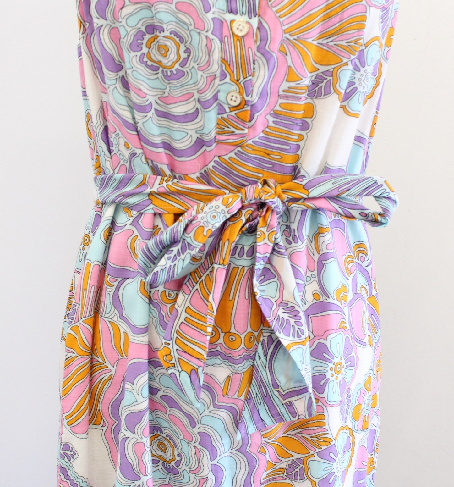 Trina Turk Coral Cables Floral Halter Racerback Tie Waist Dress Size S Summer