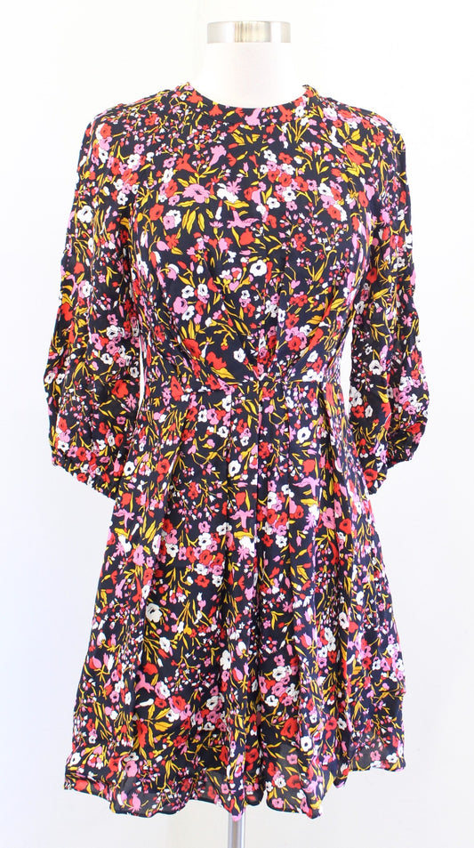 Whistles Womens Floral Meadow Flippy Dress Size US 2 UK 6 Fit and Flare Pink Red