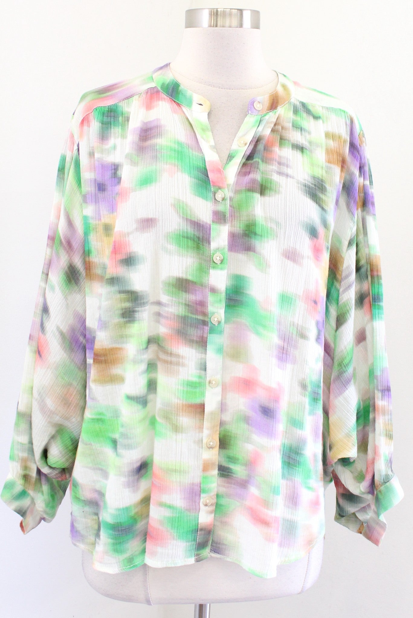 Pilcro Anthropologie the Sidney Batwing Sleeve Top Blouse Size M Watercolor