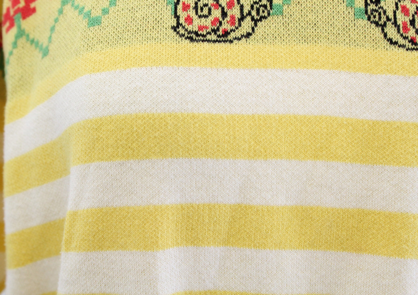 Modcloth Yellow Striped Floral Snail Print Short Sleeve Sweater Top Size 1X