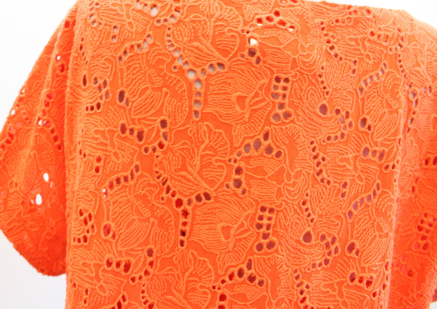 Maeve Anthropologie Karine Orange Floral Embroidered Beaded Lace Top Blouse Sz 8 Short Sleeve