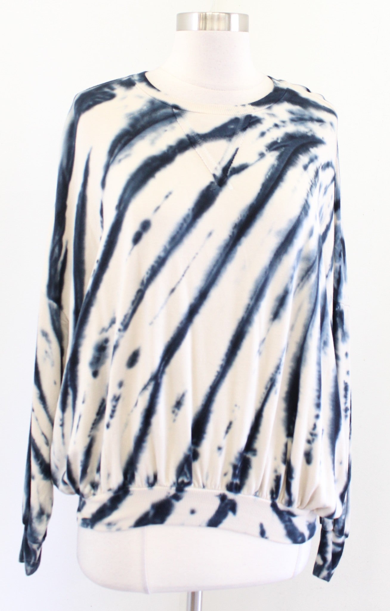 Young Fabulous and Broke Tie Dye Soft Stretchy Knit Sweatshirt Top Size XS Blue