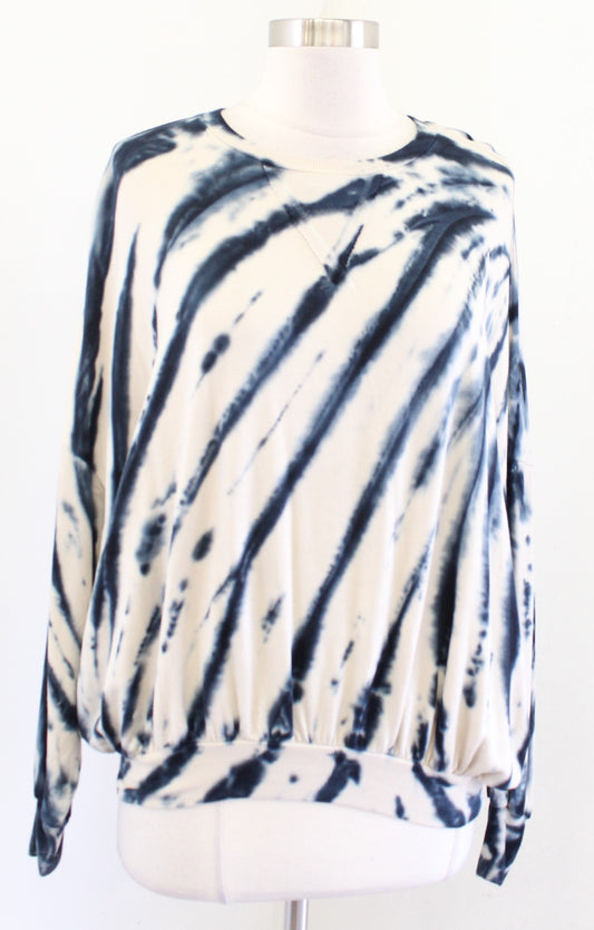 Young Fabulous and Broke Tie Dye Soft Stretchy Knit Sweatshirt Top Size XS Blue