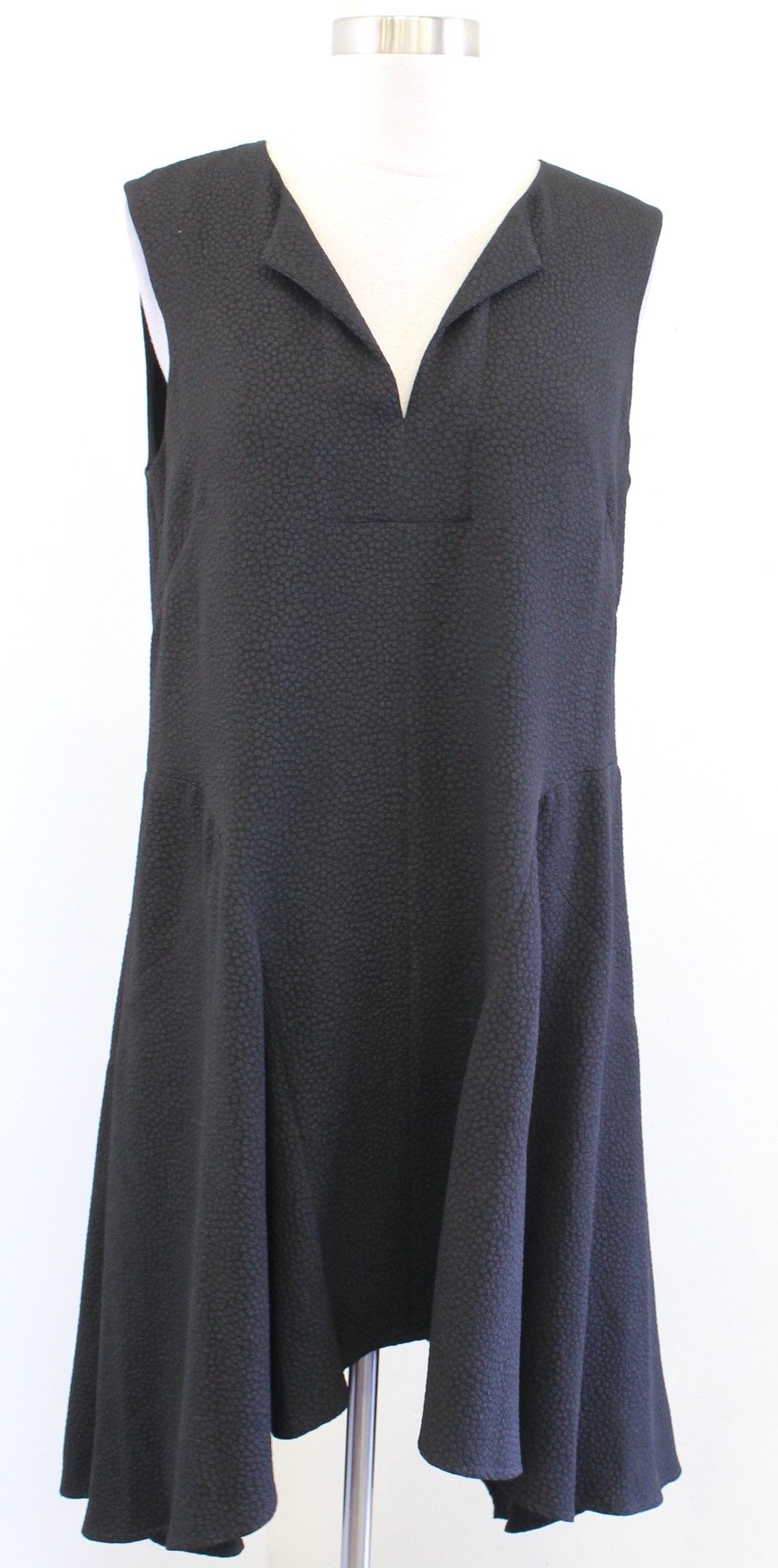 BCBG Max Azria Bette Black Textured Asymmetrical Hem Shift Dress Size S Crepe
