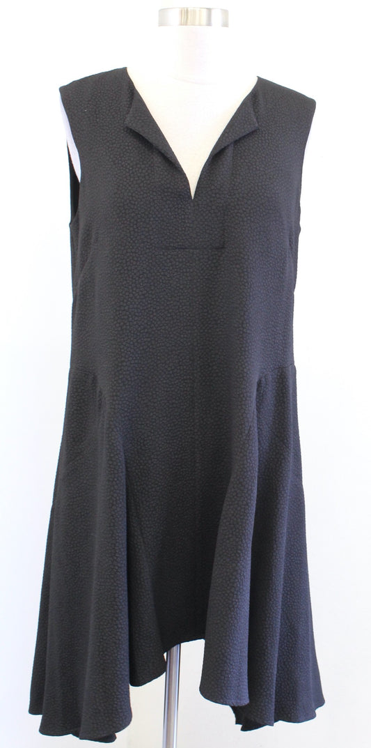 BCBG Max Azria Bette Black Textured Asymmetrical Hem Shift Dress Size S Crepe