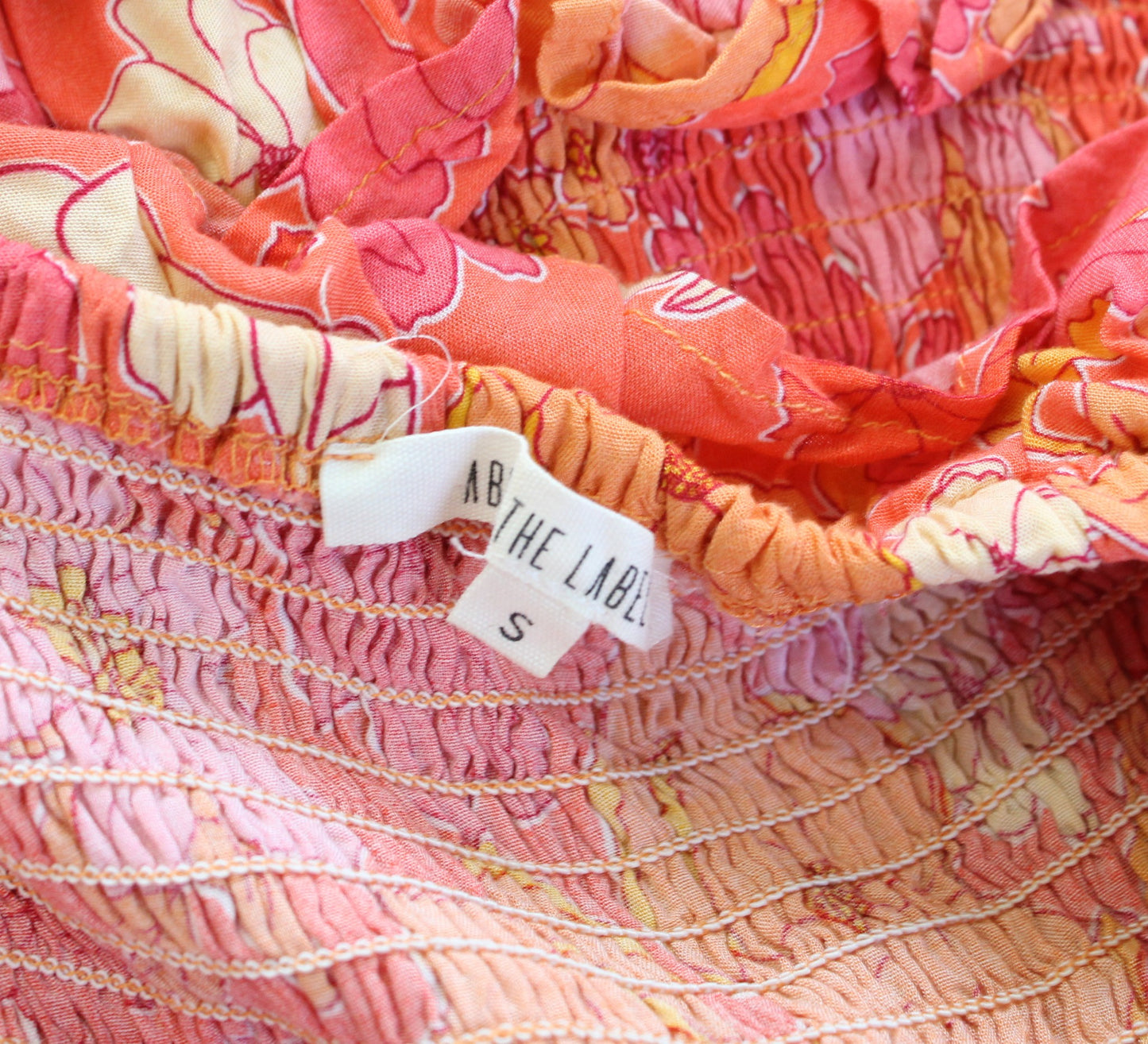 Abel the Label Floral Print Smocked Off / On Shoulder Tiered Maxi Dress Size S