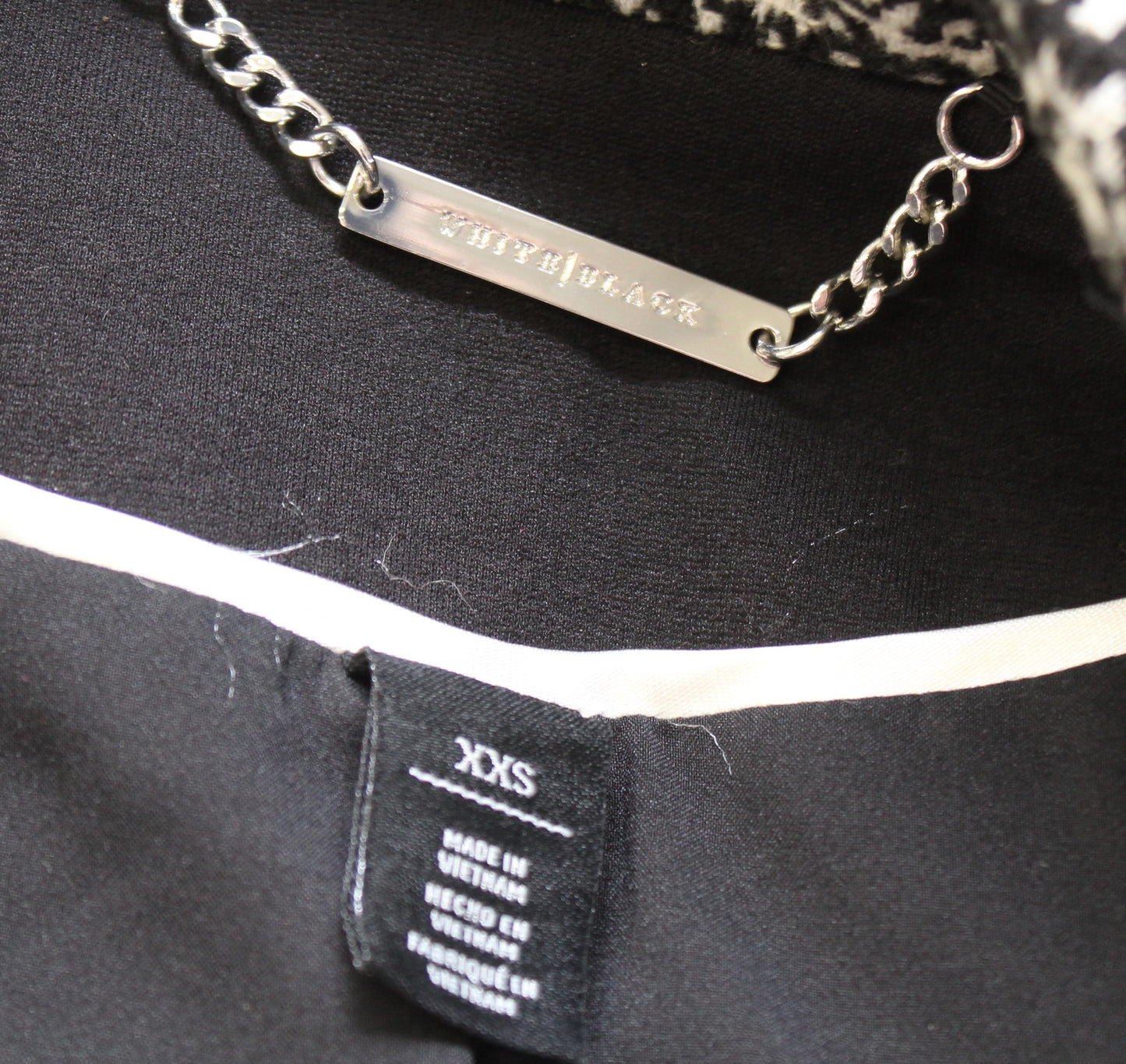 White House Black Market Black White Zip Front Moto Jacket Coat Size XXS 2XS