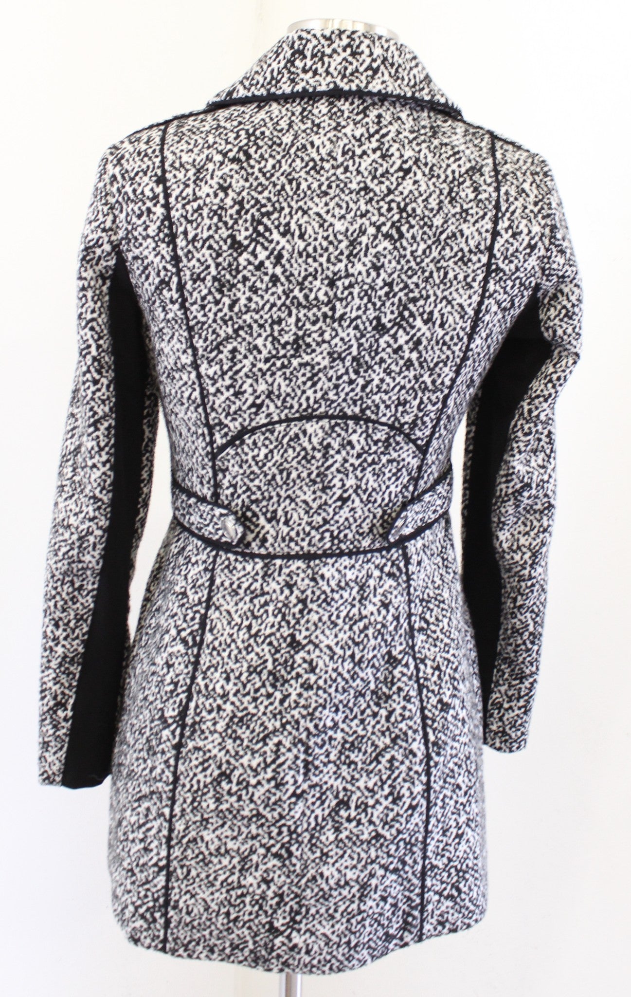 White House Black Market Black White Zip Front Moto Jacket Coat Size XXS 2XS