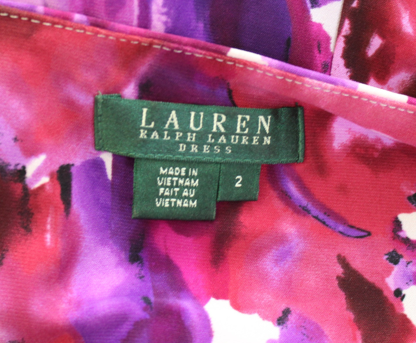 Lauren Ralph Lauren Watercolor Floral Ruched Wiggle Sheath Dress Size 2 Purple