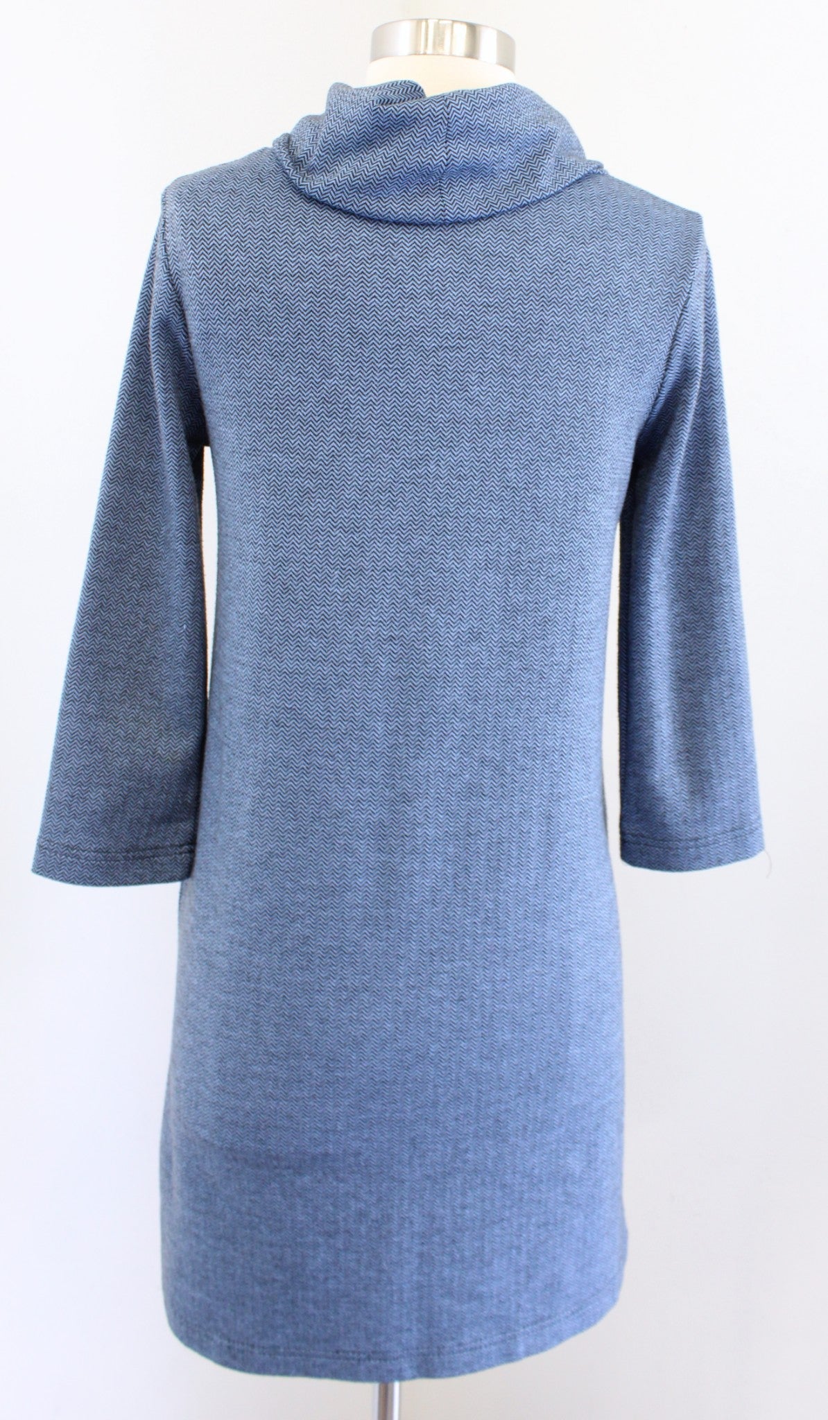 Tyler Boe Womens Blue Chevron Print Knit Cowl Neck Shift Dress Size XS