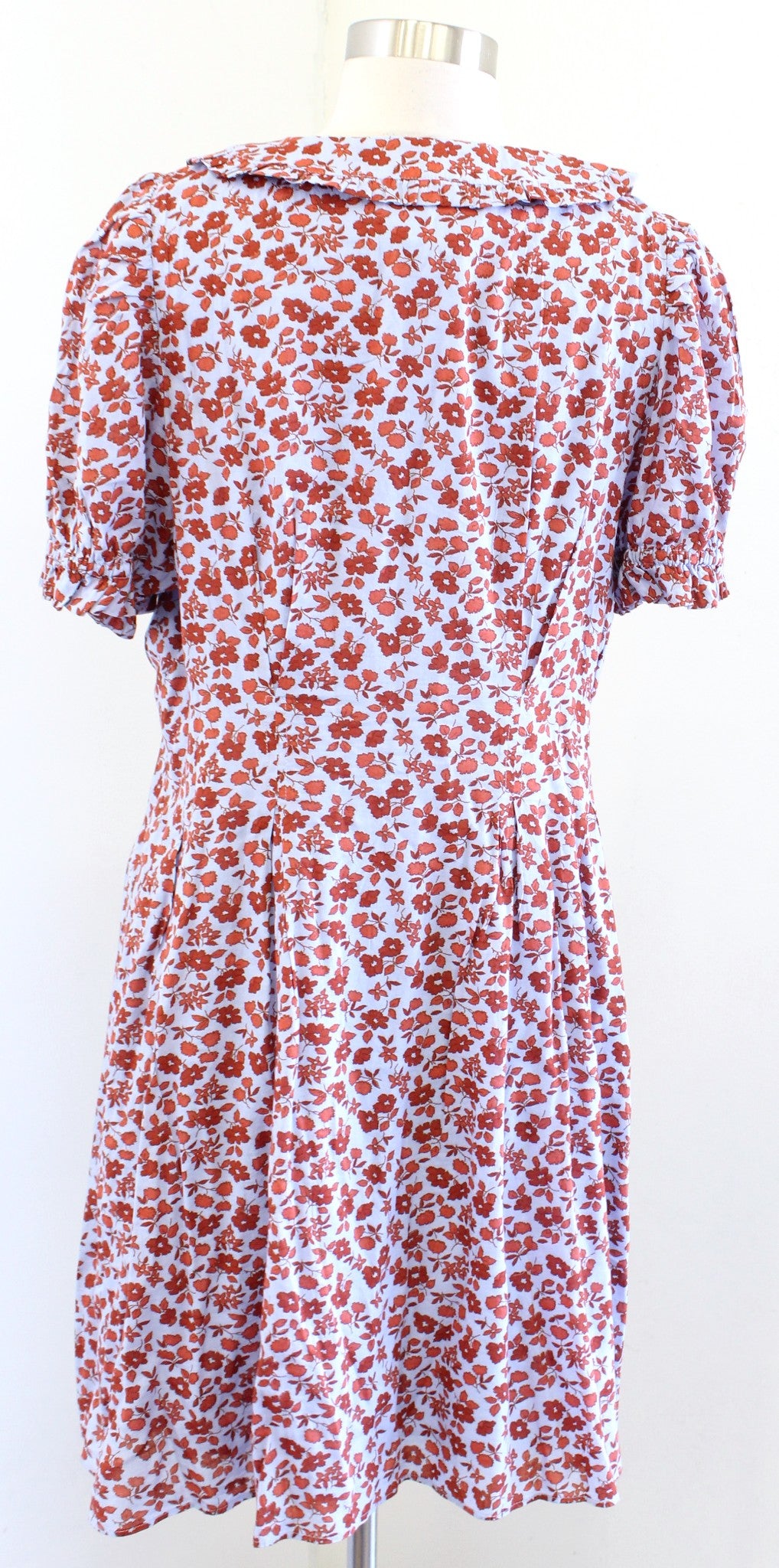 NWT Madewell Blue Floral Print Peter Pan Collar Puff Sleeve Mini Dress Size 10