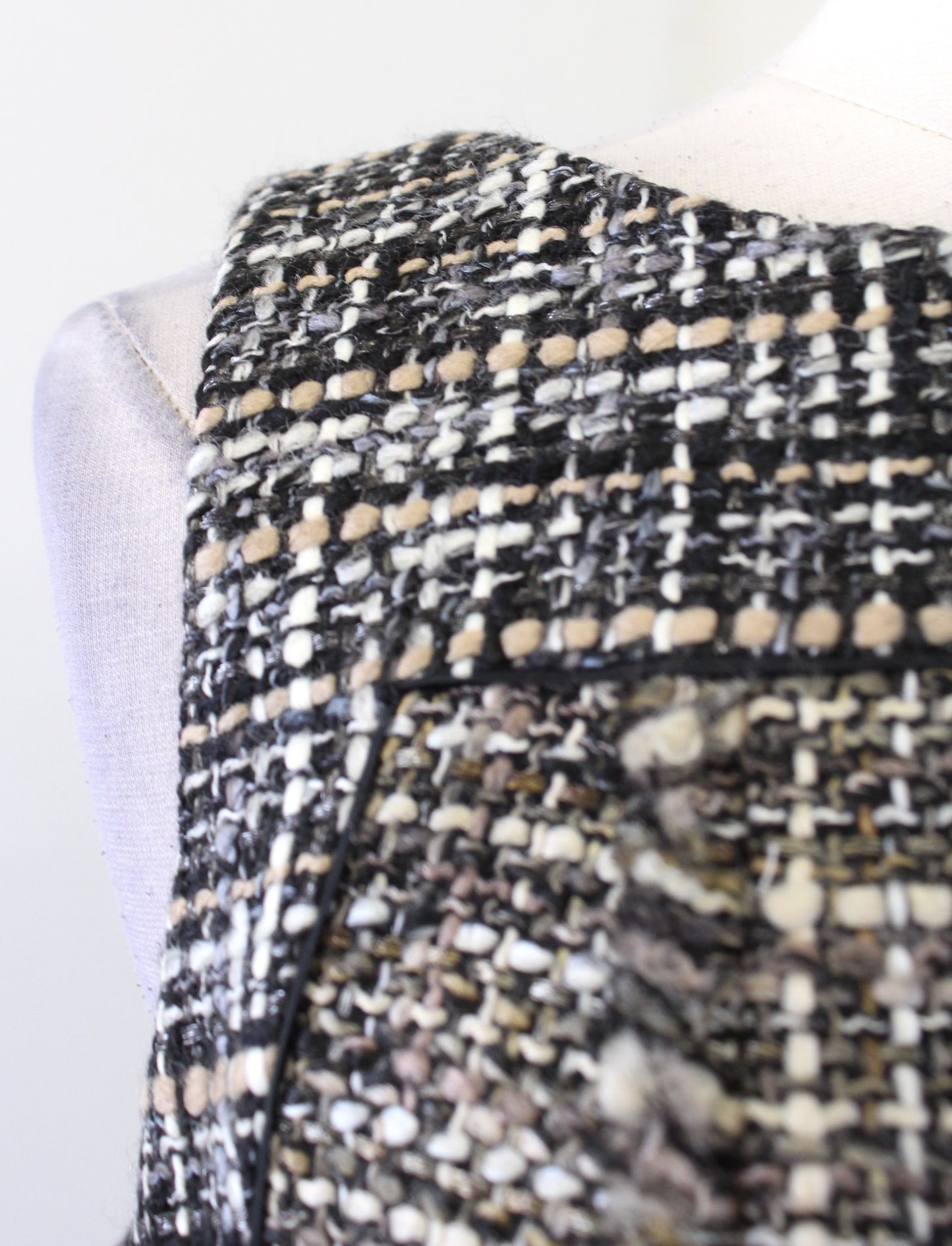 J Crew Pepper Tweed Fringe Sheath Dress Size 8 Career Office Wool Brown Black