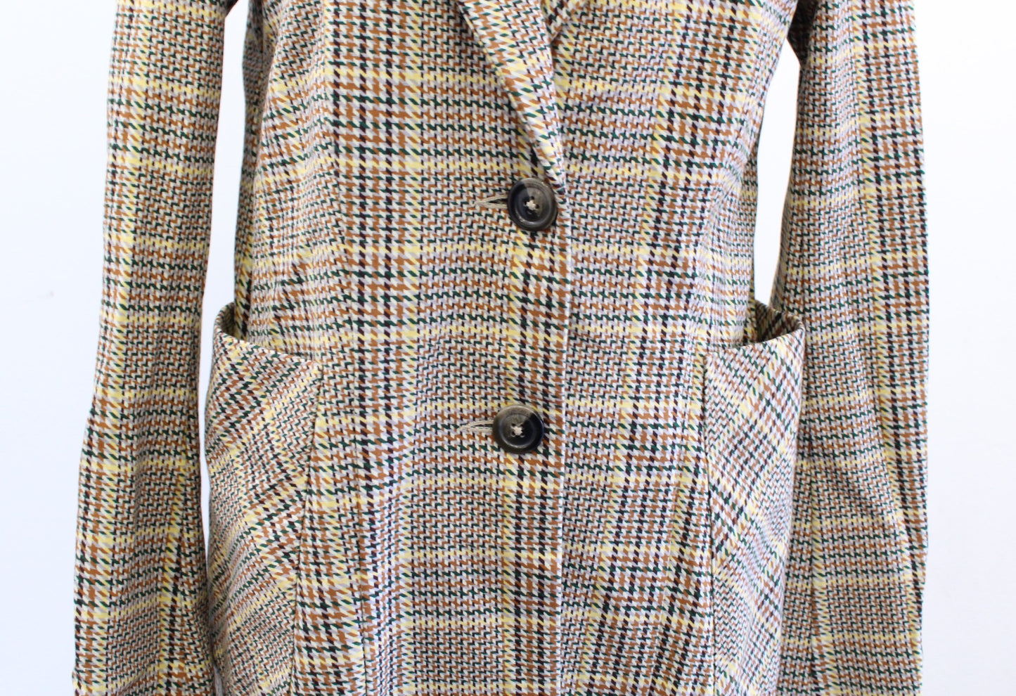 CAbi Womens Pasttime Blazer Size 4 Houndstooth Plaid Printed Jacket Style 3548