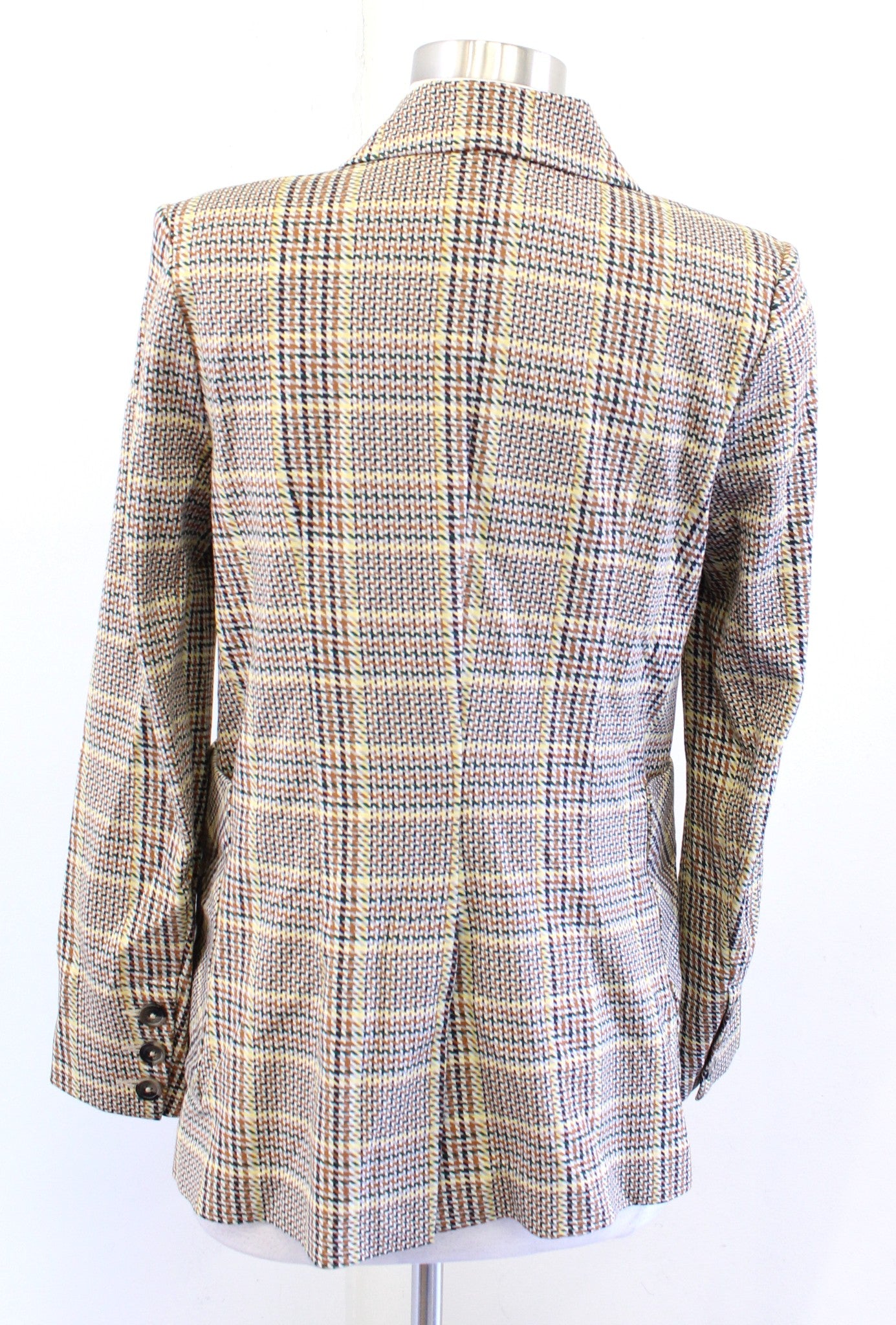 CAbi Womens Pasttime Blazer Size 4 Houndstooth Plaid Printed Jacket Style 3548