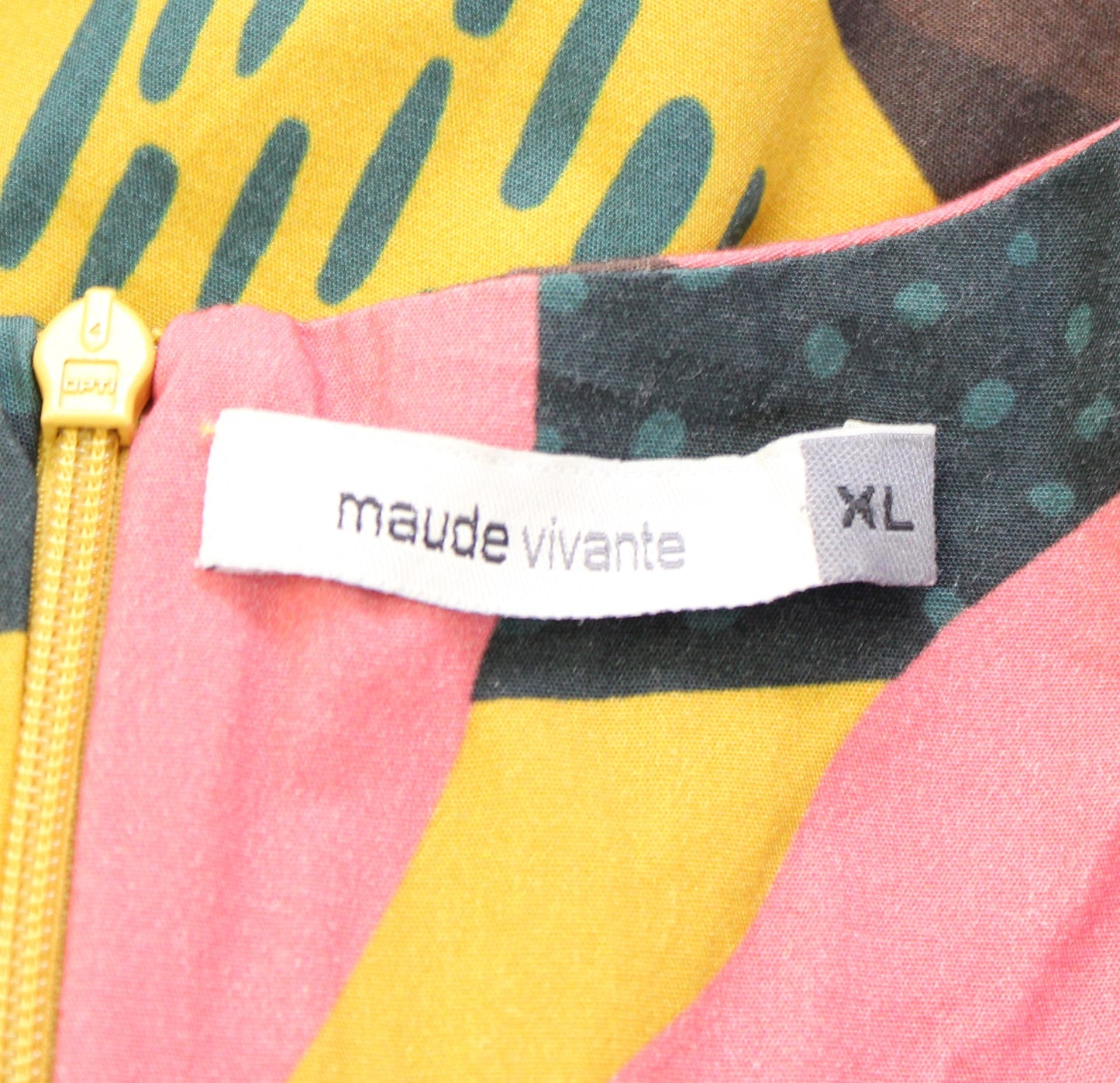 Maude Vivante Bold Floral Print Tiered V Neck Maxi Dress Size XL Yellow Pink