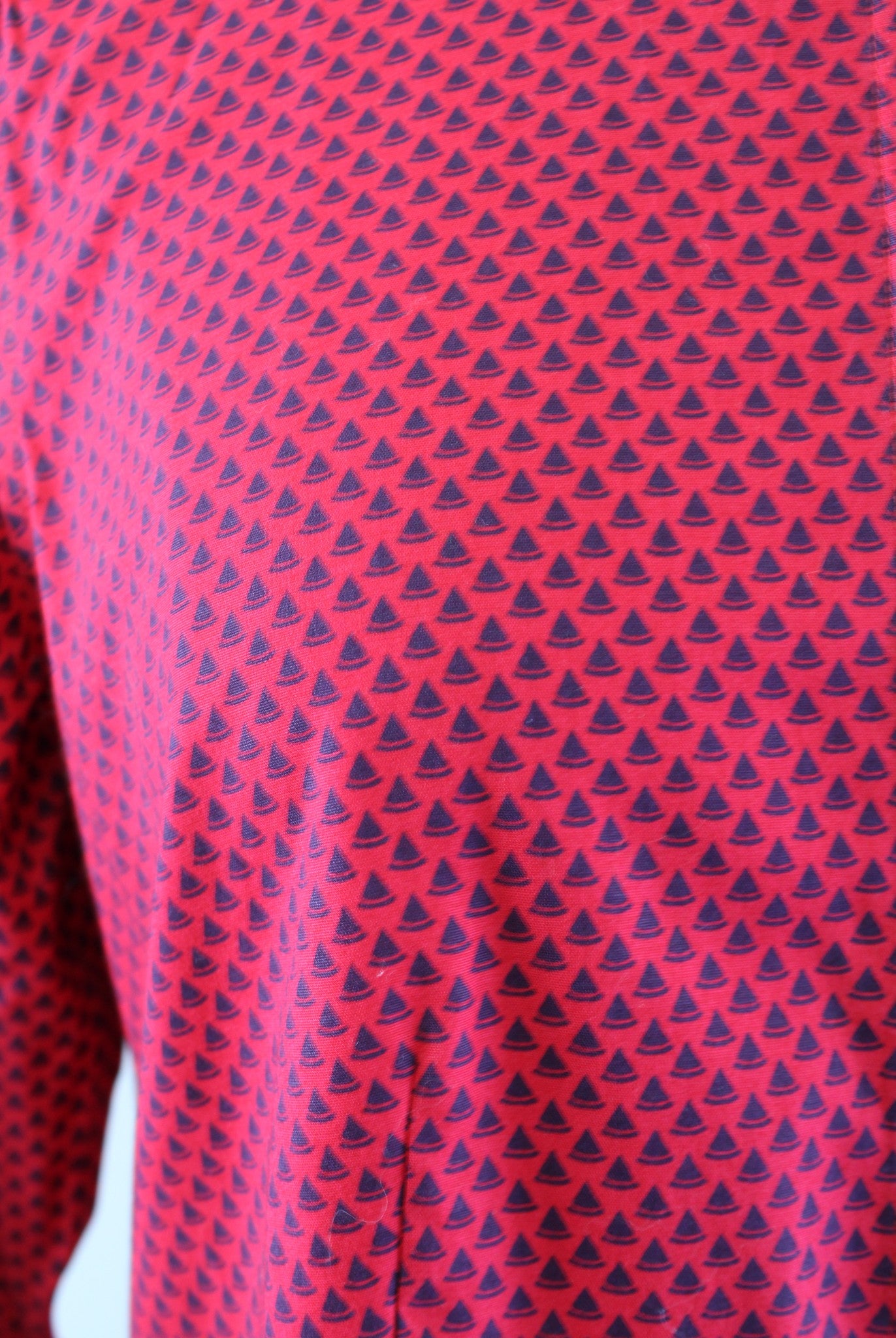 NWT Talbots Red Navy Blue Boat Geometric Print Button Front Shirt Blouse Size 2