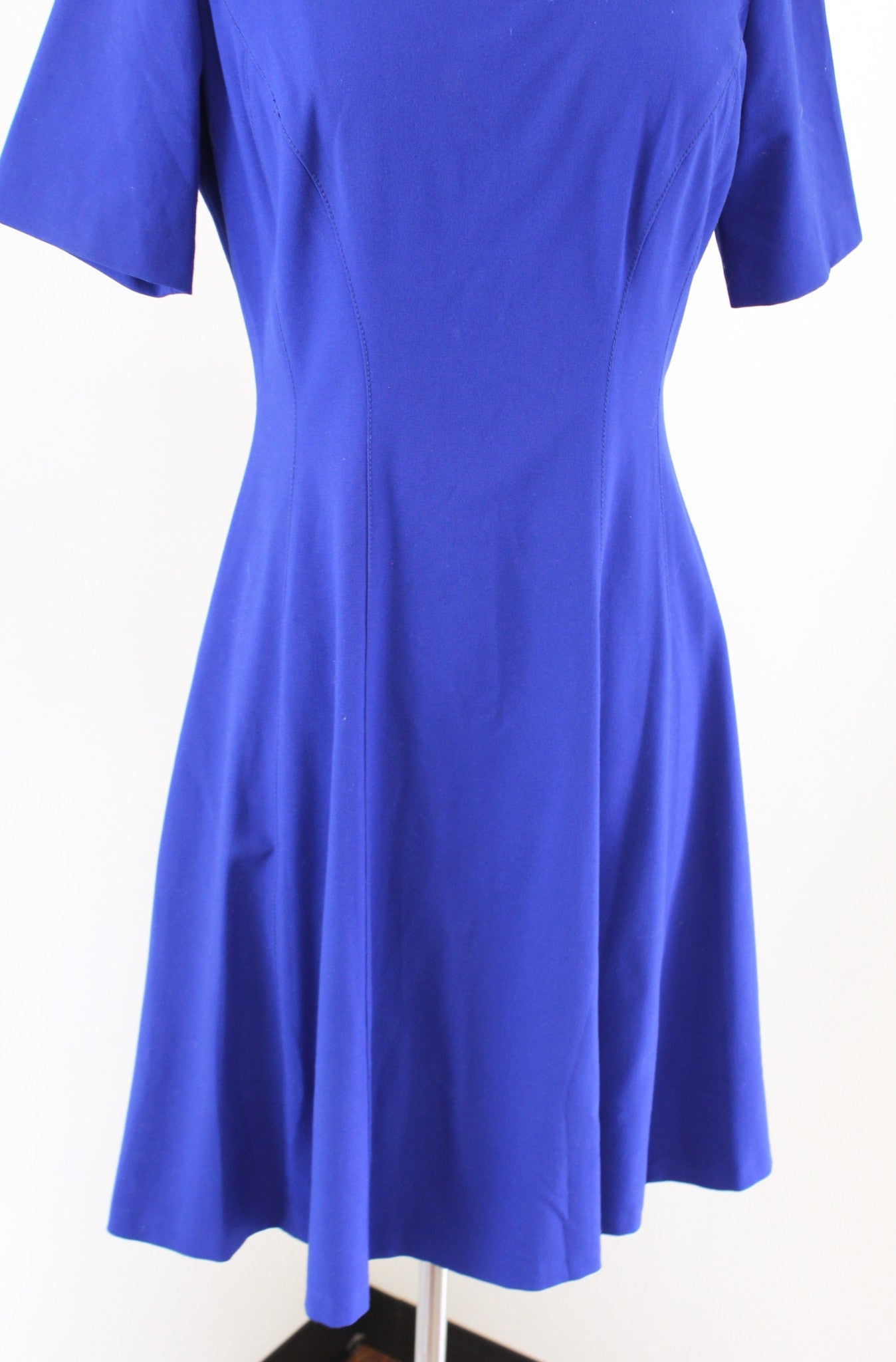 Tahari ASL Levine Womens Solid Royal Blue A Line Flared Dress Size 4 Career