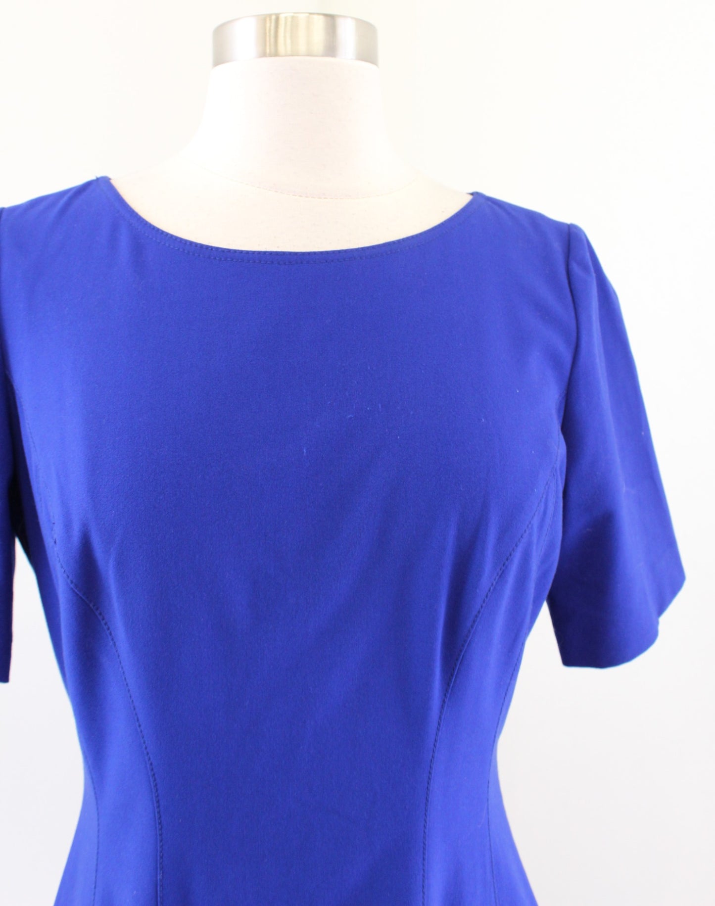 Tahari ASL Levine Womens Solid Royal Blue A Line Flared Dress Size 4 Career