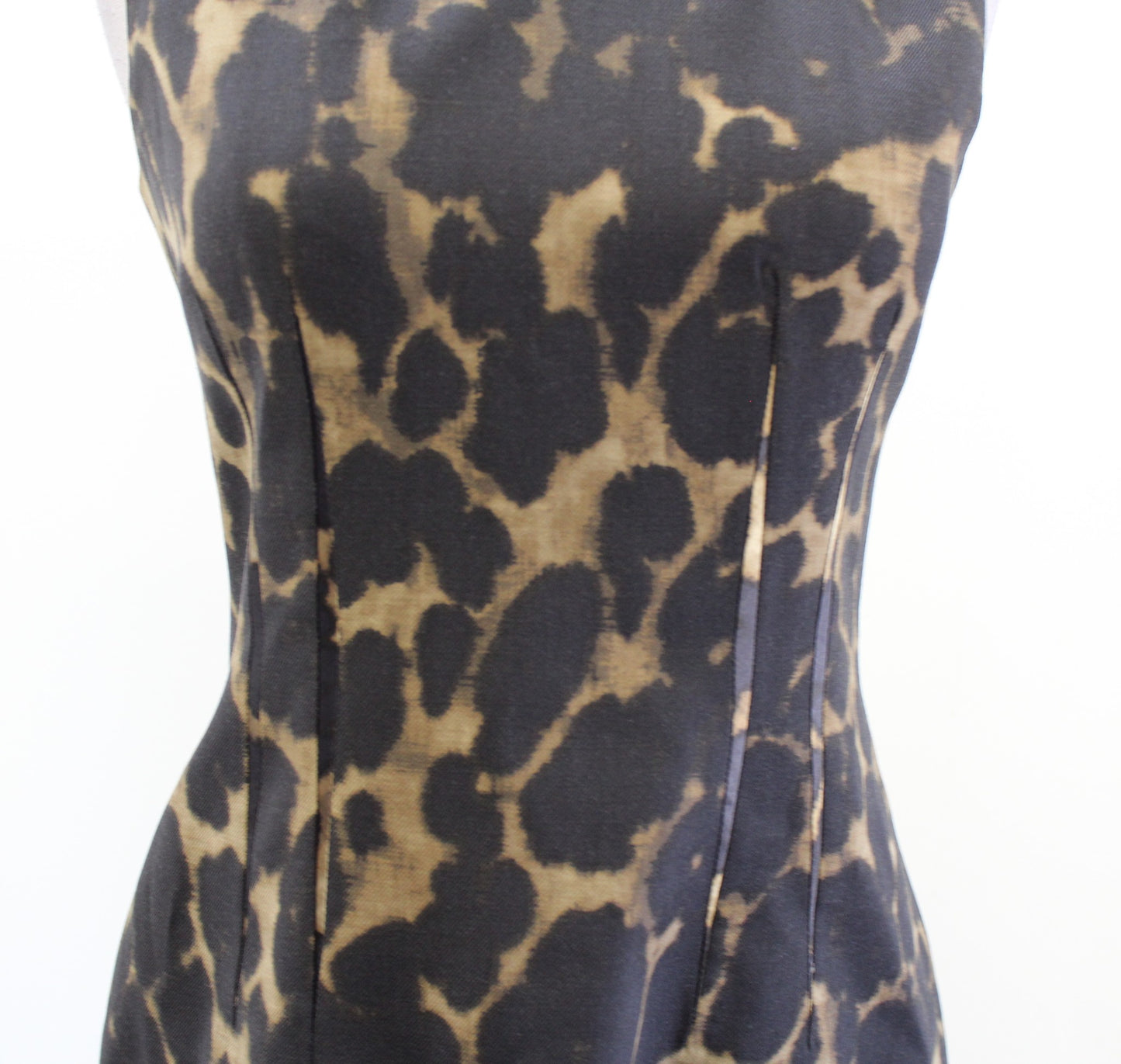 Elie Tahari Brown Black Cheetah Animal Print Wool Blend Sheath Dress Size 2