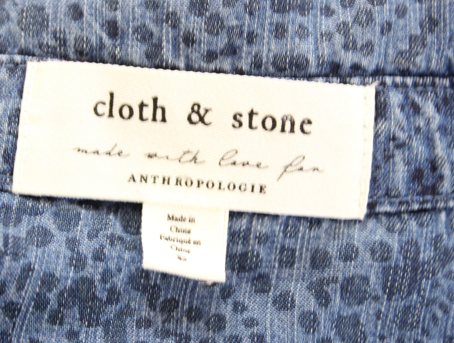 Cloth and Stone Anthropologie Medallion Print Chambray Tie Waist Shirt Dress XS
