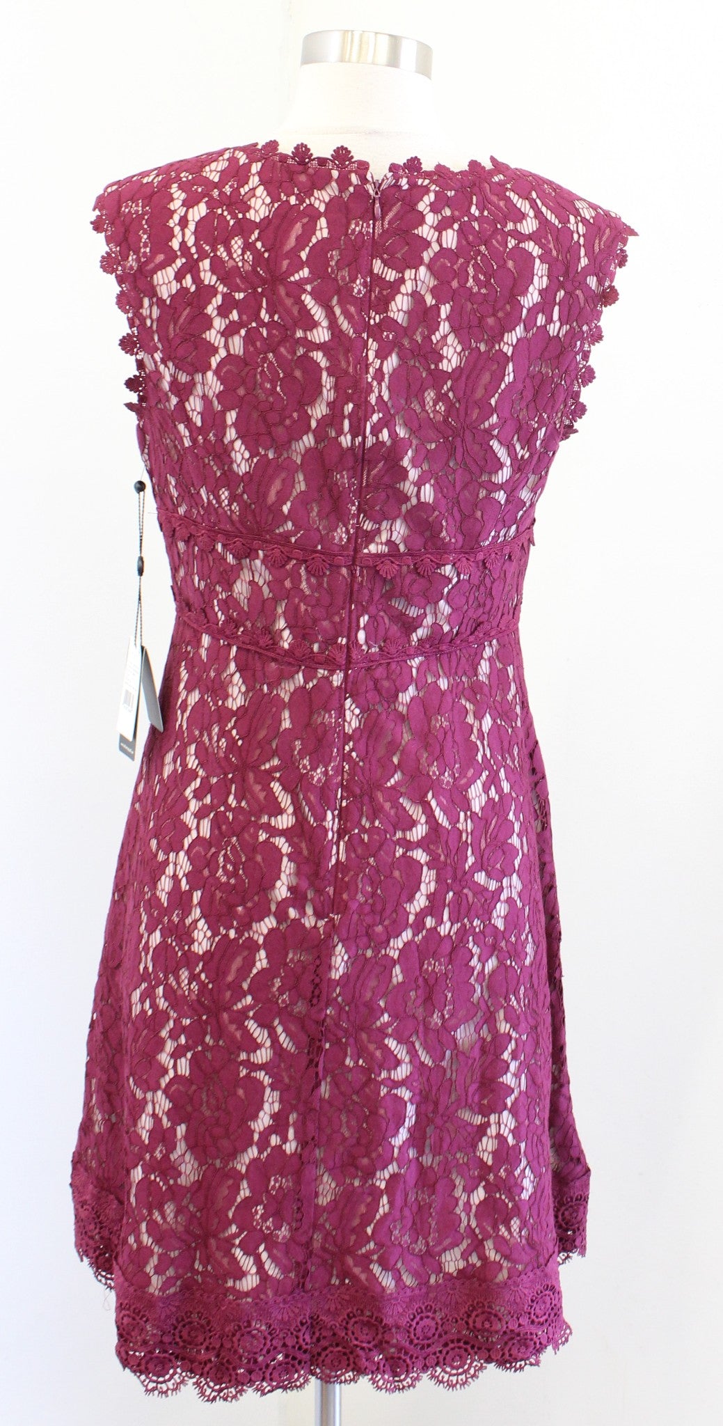 NWT Adrianna Papell Black Cherry Red Lace Fit and Flare Cocktail Party Dress 6