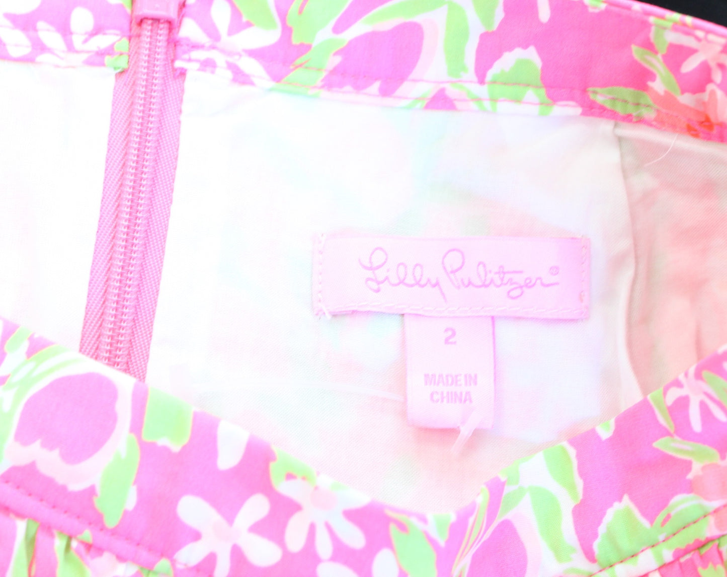 Lilly Pulitzer Neon Fiesta Pink Floral Peplum Thyme Skirt Everything Nice Size 2