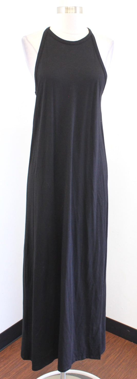 Theory Womens Sonaki Maxi Dress in Atmos Light Size M Solid Black Knit Casual